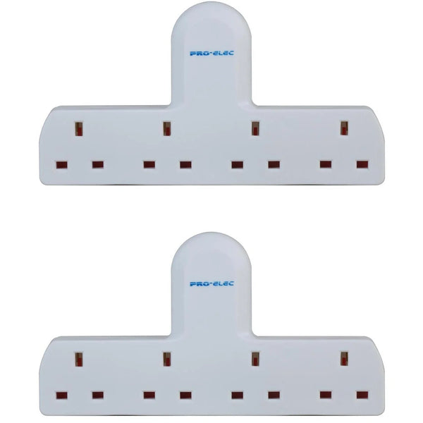 2 x Pro Elec 4 Way Gang Extension Multi Plug In Mains Socket