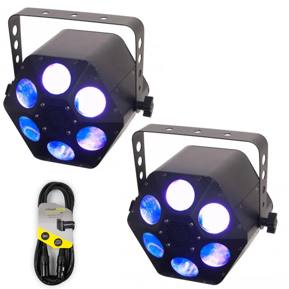 2 X ADJ Quad Phase HP 32 Watt Led Effect With DMX Cable