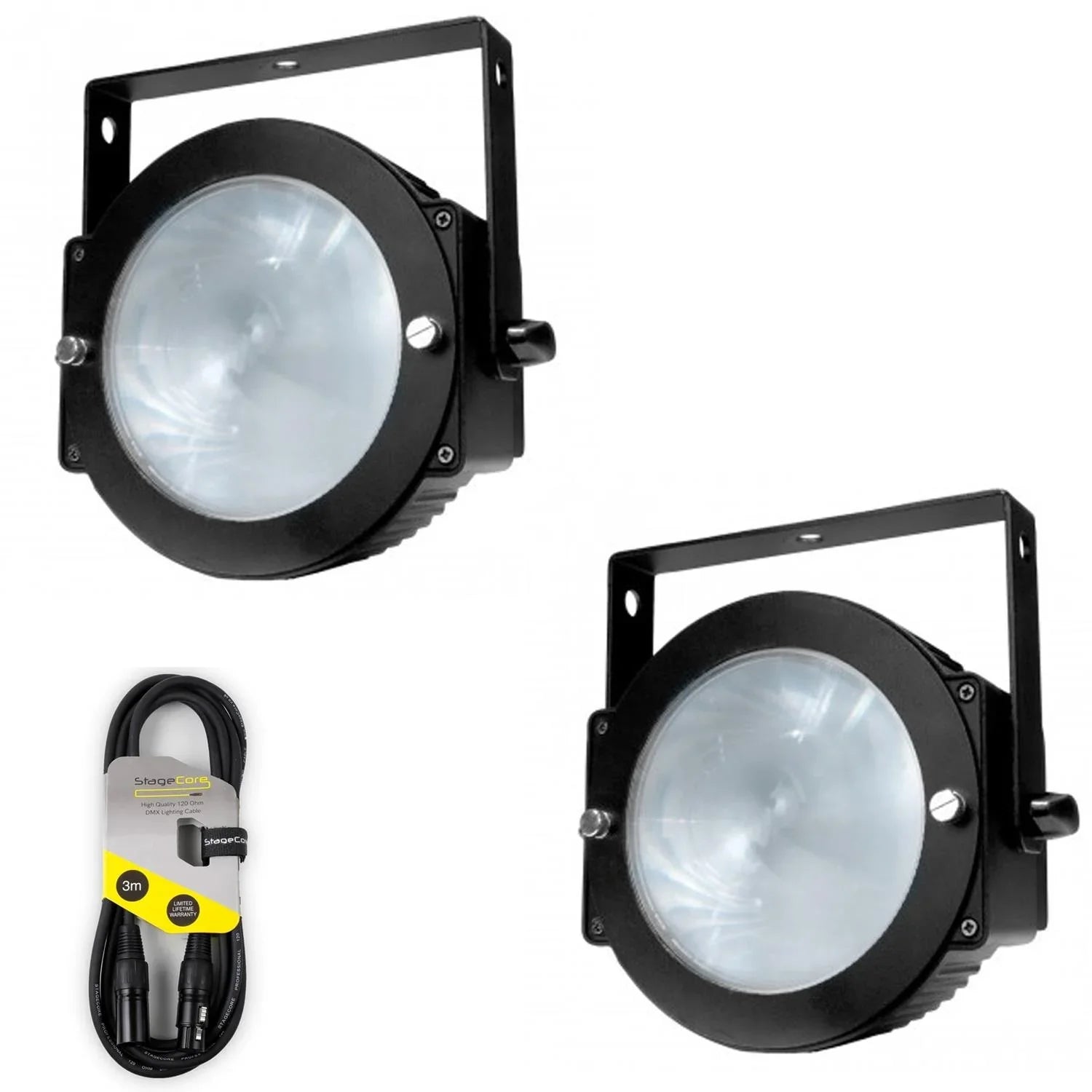 2 x ADJ Dotz RGB COB LED Par Can with DMX Cable