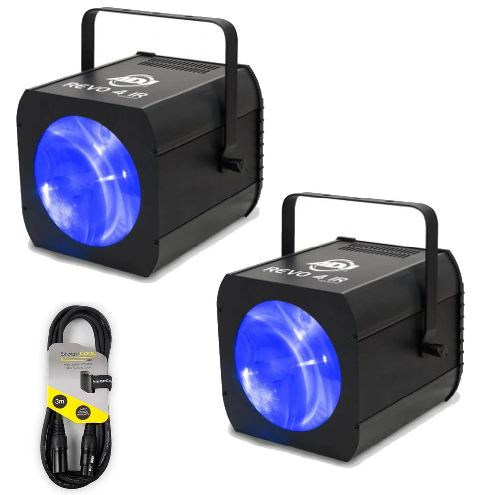 2 X ADJ Revo 4 IR LED Moonflower Effect Light With DMX Cable