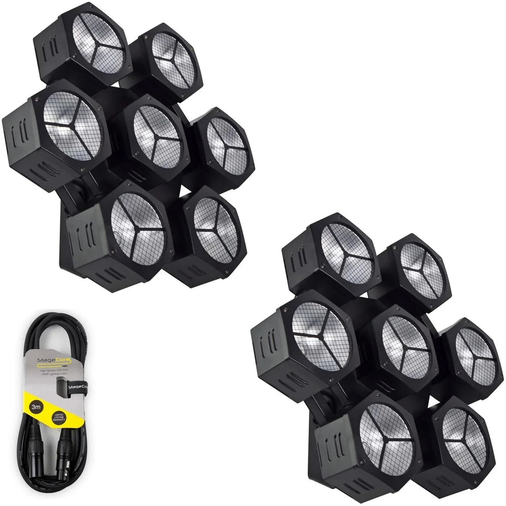 2 x Citronic CosmoPAR 7x40W COB LED RGBW PAR Light With DMX Cable