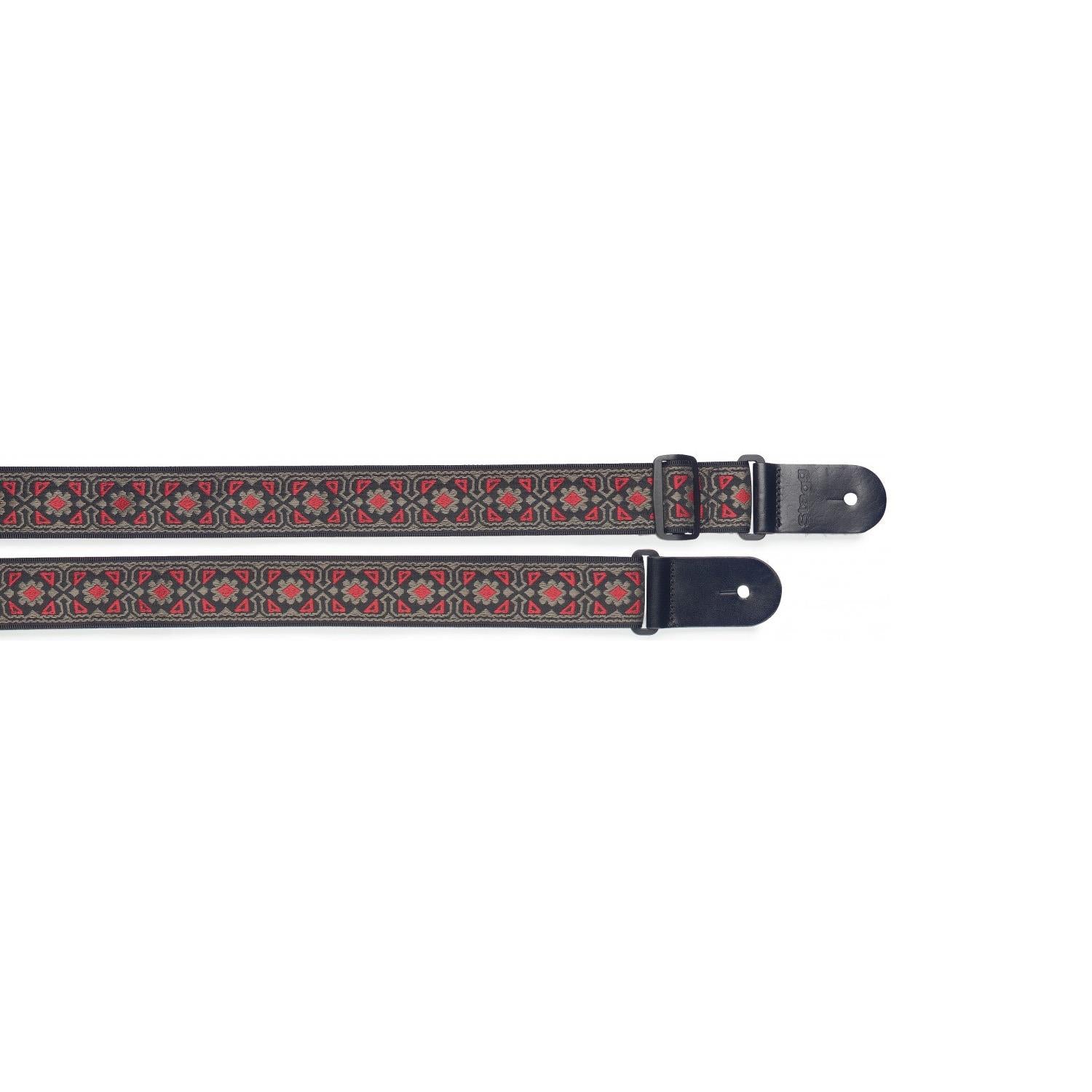 Stagg SWO-FLO RED Woven Nylon Guitar Strap