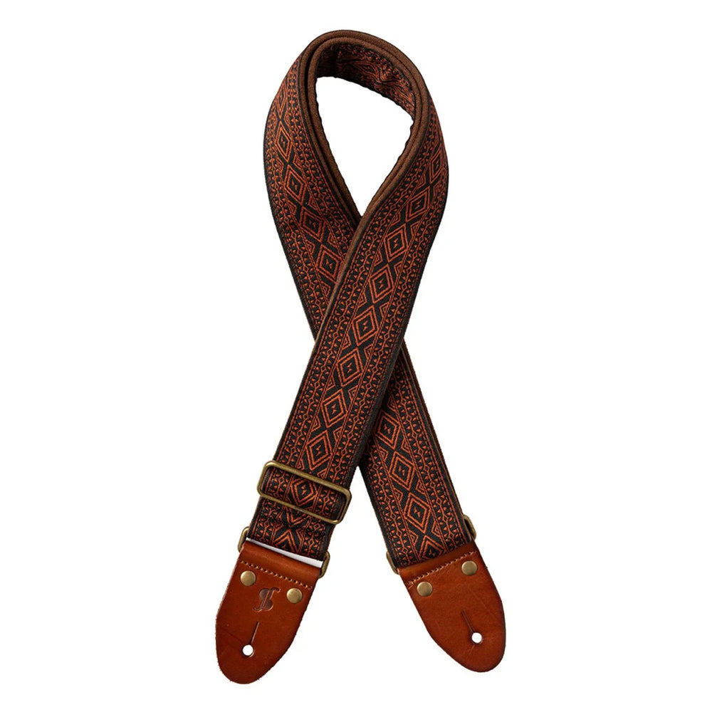 Stagg SWO - LOS - BRW Brown Woven Nylon Guitar Strap with Diamond Patten