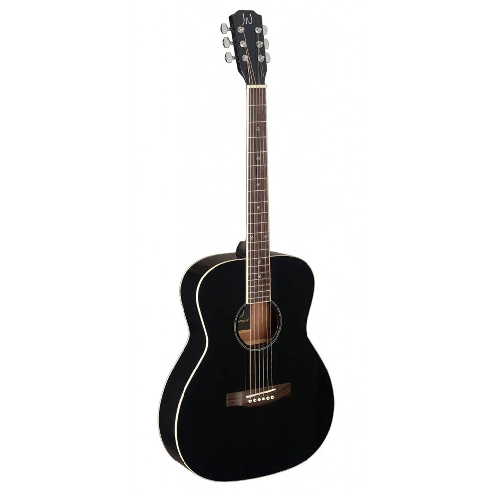 J.N Guitars BES - A BK Black Acoustic Auditorium Guitar with Solid Spruce Top, Bessie series