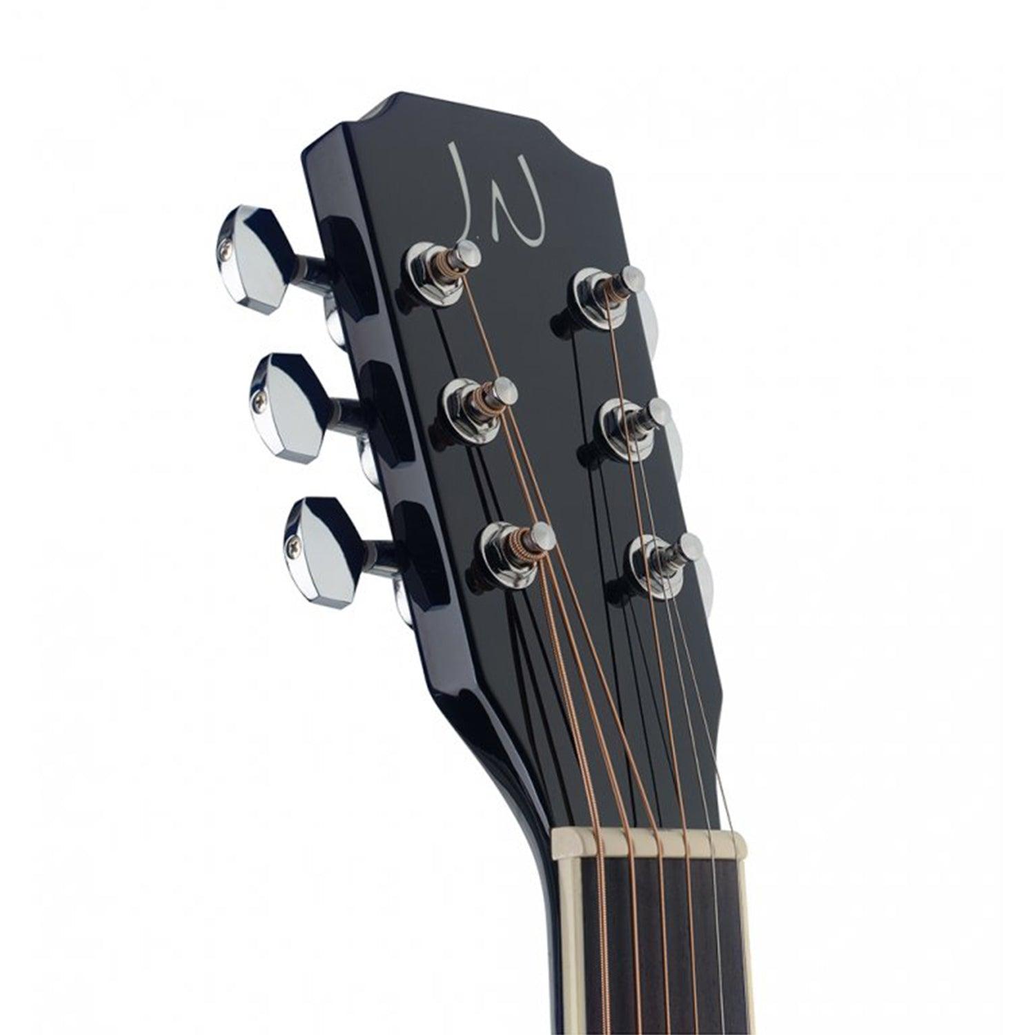 J.N Guitars BES-A BK Black Acoustic Auditorium Guitar with Solid Spruce Top, Bessie series - DY Pro Audio