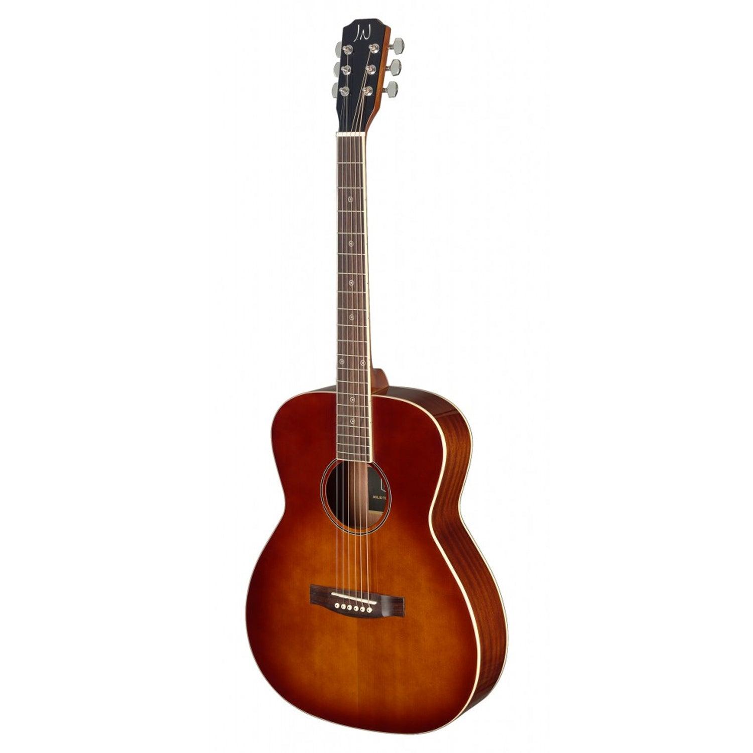 J.N Guitars BES-A DCB LH Dark Cherryburst Acoustic Auditorium Guitar with Solid Spruce Top, left-handed, Bessie series - DY Pro Audio