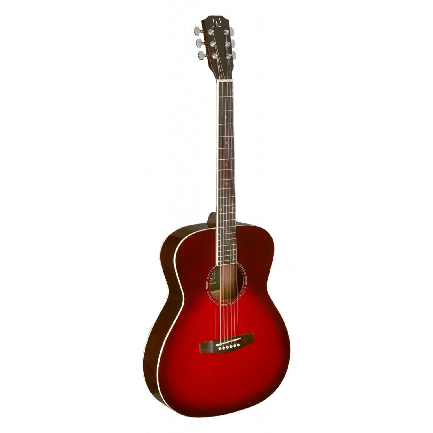 J.N Guitars BES-A TRB Transparent Redburst Acoustic Auditorium Guitar with Solid Spruce Top, Bessie series - DY Pro Audio