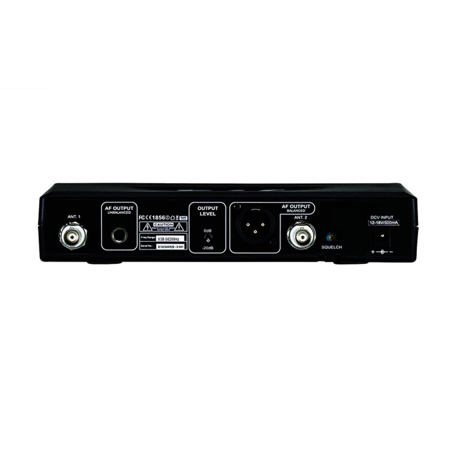 JTS IN-164R UHF PLL Single Channel Diversity Wireless Receiver, 606.5-642MHz - DY Pro Audio
