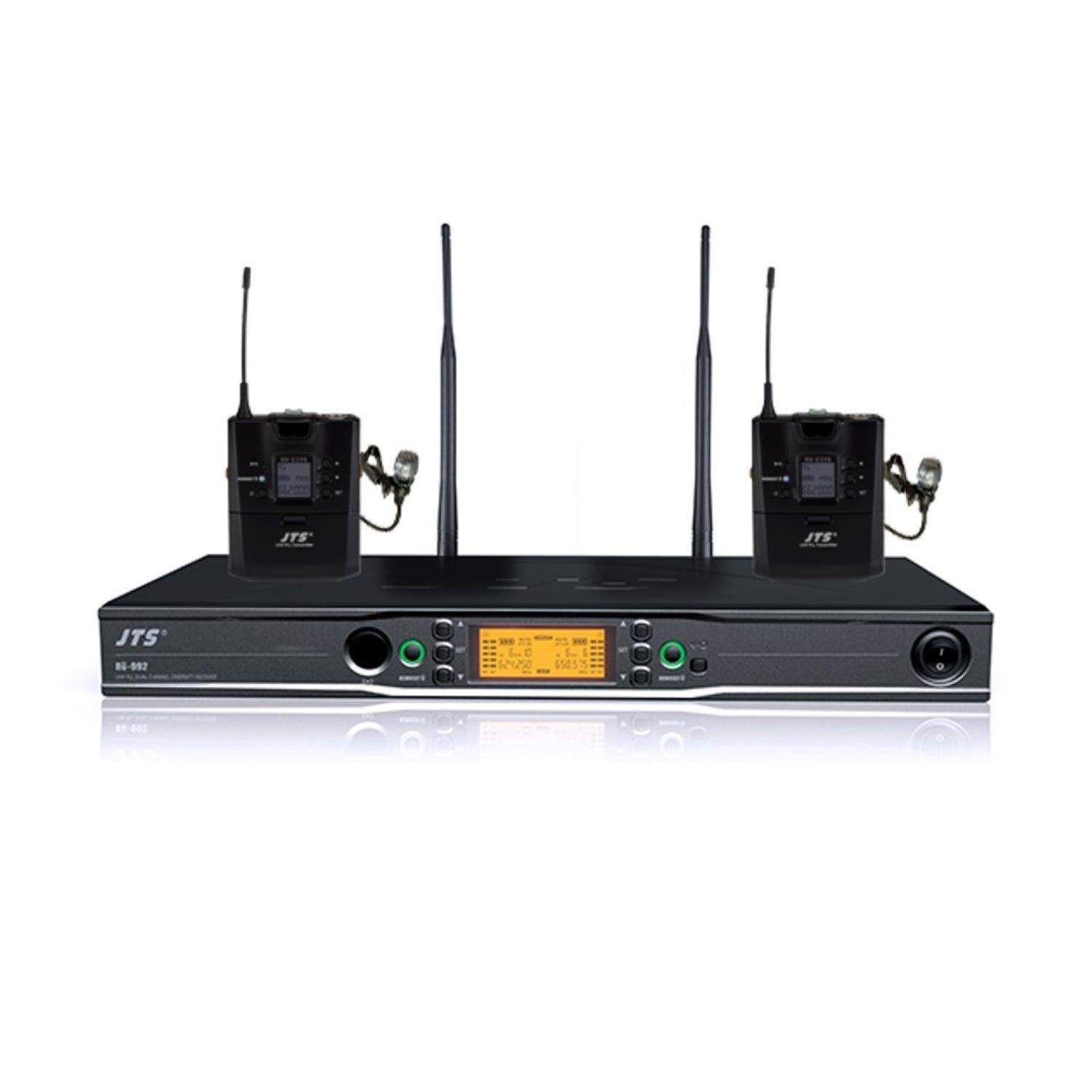 JTS RU-992 + 2x RU-G3 TB + CM-501 Dual Channel UHF Body Pack Wireless System - DY Pro Audio