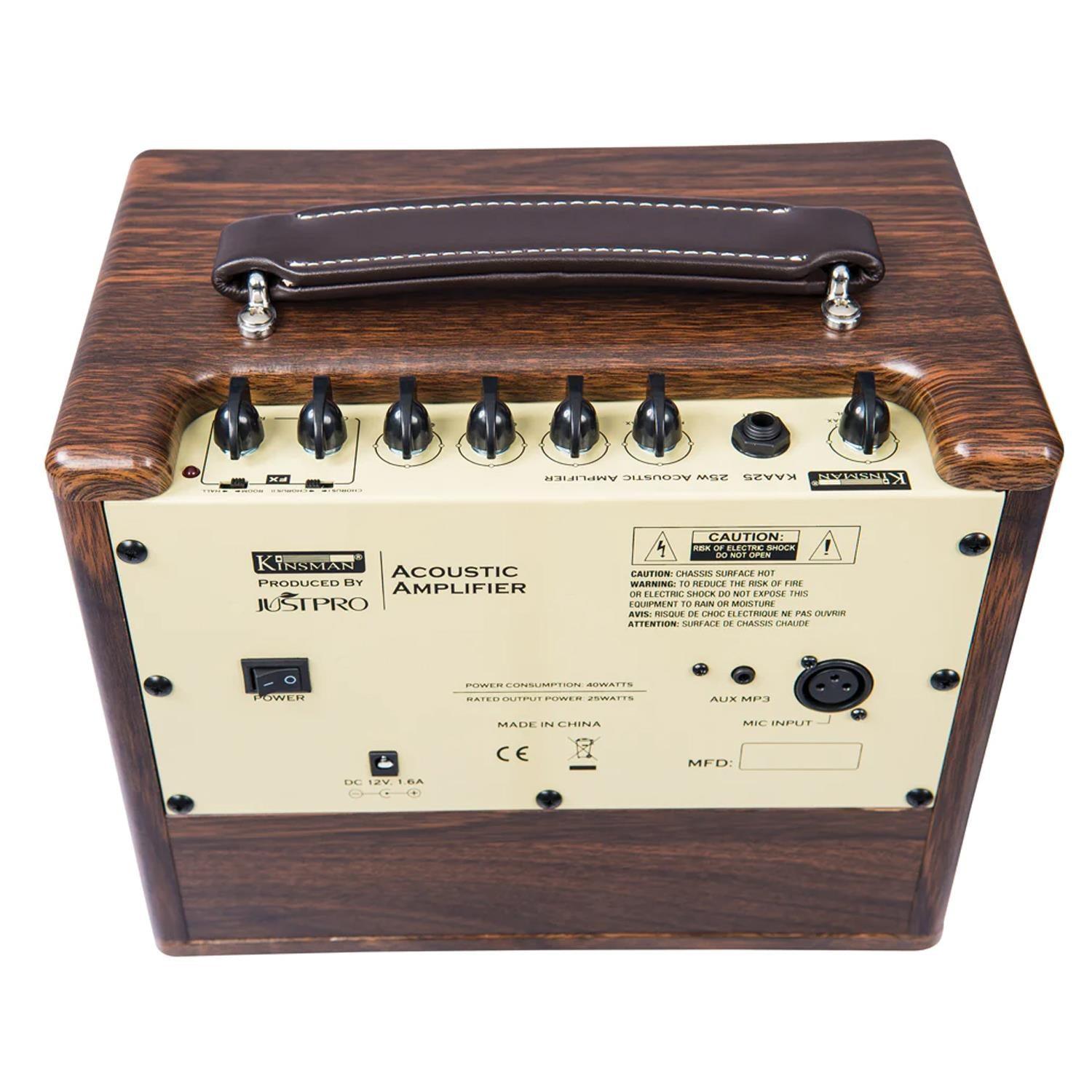 Kinsman 25w Acoustic Guitar Amp Mains Battery Power Bluetooth Wood - DY Pro Audio