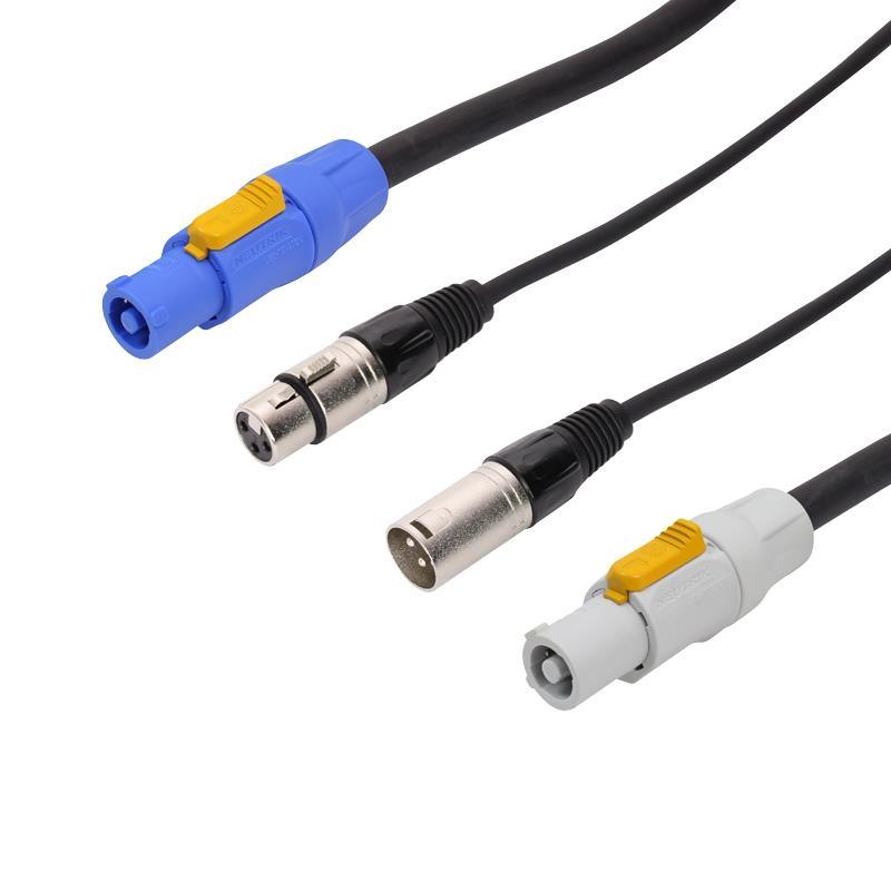 LEDJ 1.5m Combi PowerCON and XLR 3-Pin Male - Female DMX Cable - DY Pro Audio