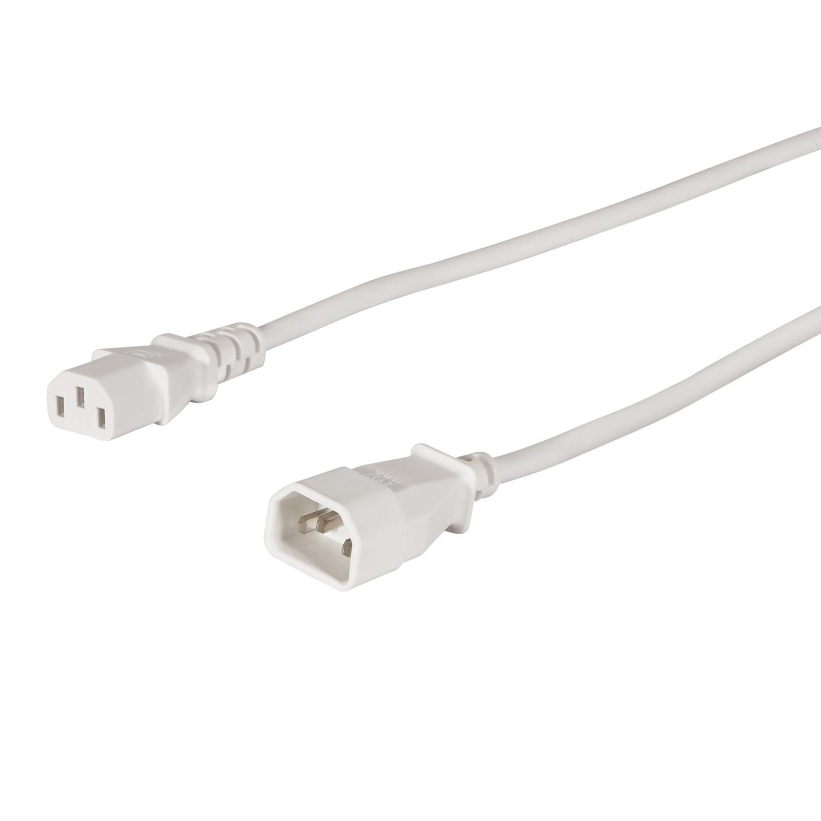 LEDJ 2m IEC Male – IEC Female Cable (White Sheath) - DY Pro Audio