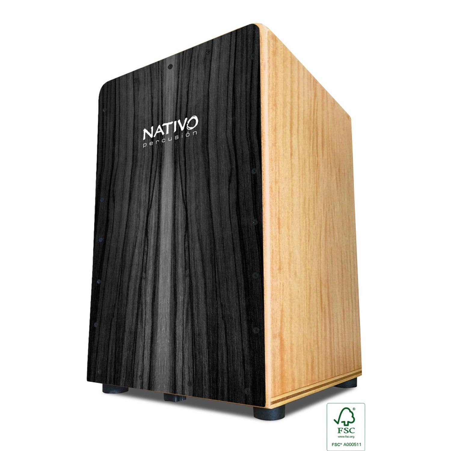 Nativo INIC-BLACK Inicia Series Standard-Sized Class A Oak Cajon with Black Front Board Finish - DY Pro Audio