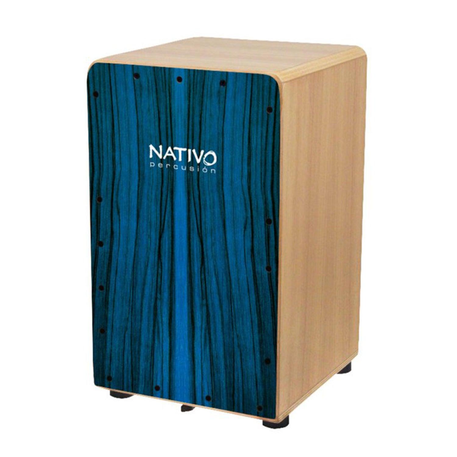 Nativo INIC-BLUE Inicia Series Standard-Sized Class A Oak Cajon with Blue Front Board Finish - DY Pro Audio