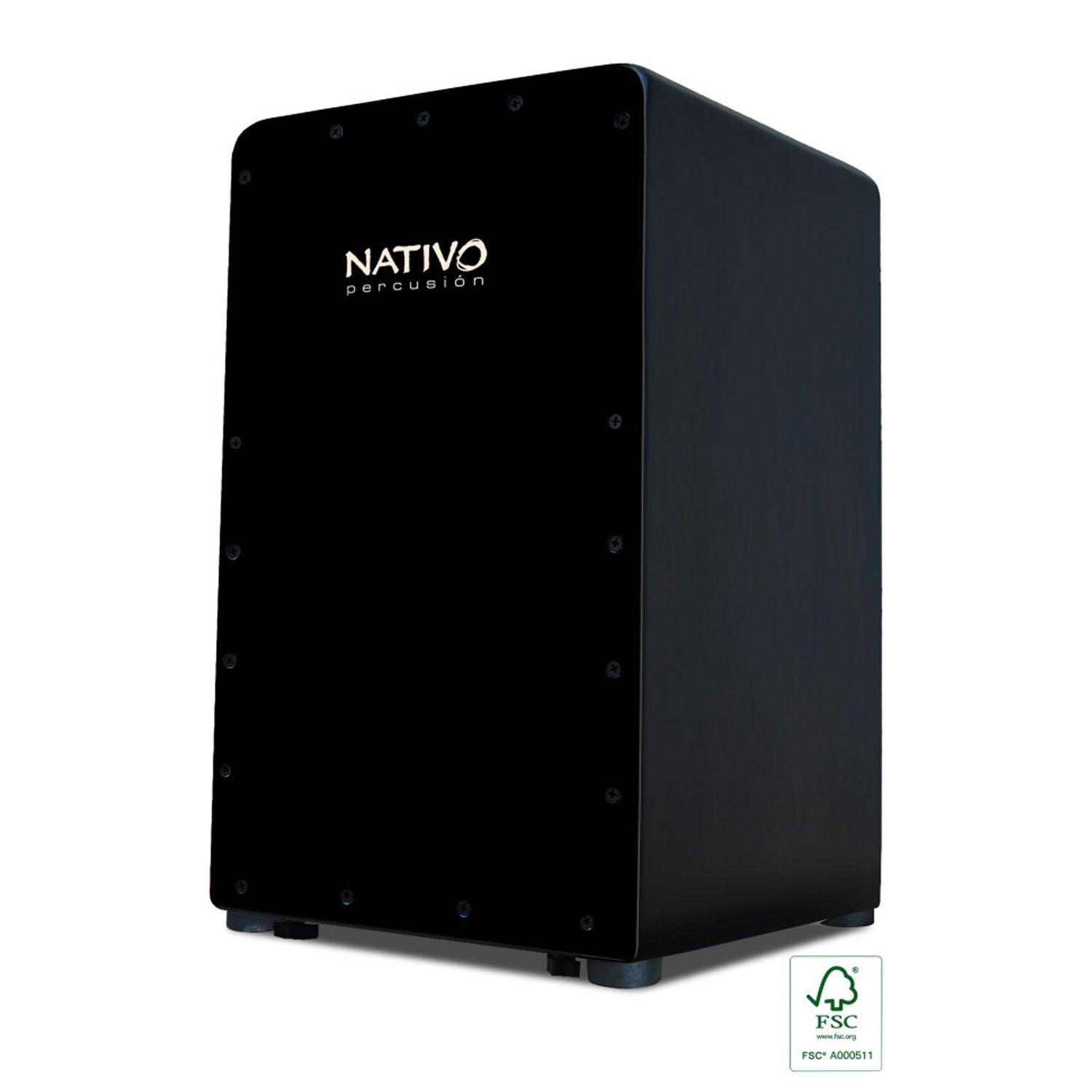 Nativo STUD-BLACK Studio Series Standard-sized Class A Oak Cajon Black Finish - DY Pro Audio