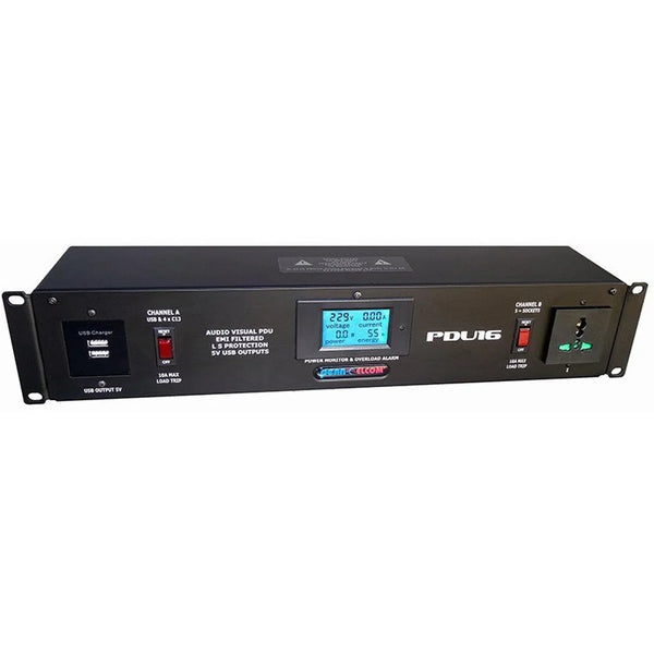 Penn Elcom PDU16 - AV 2U 20 Amp Rack Mount PDU with Power Monitoring and Overload Protection