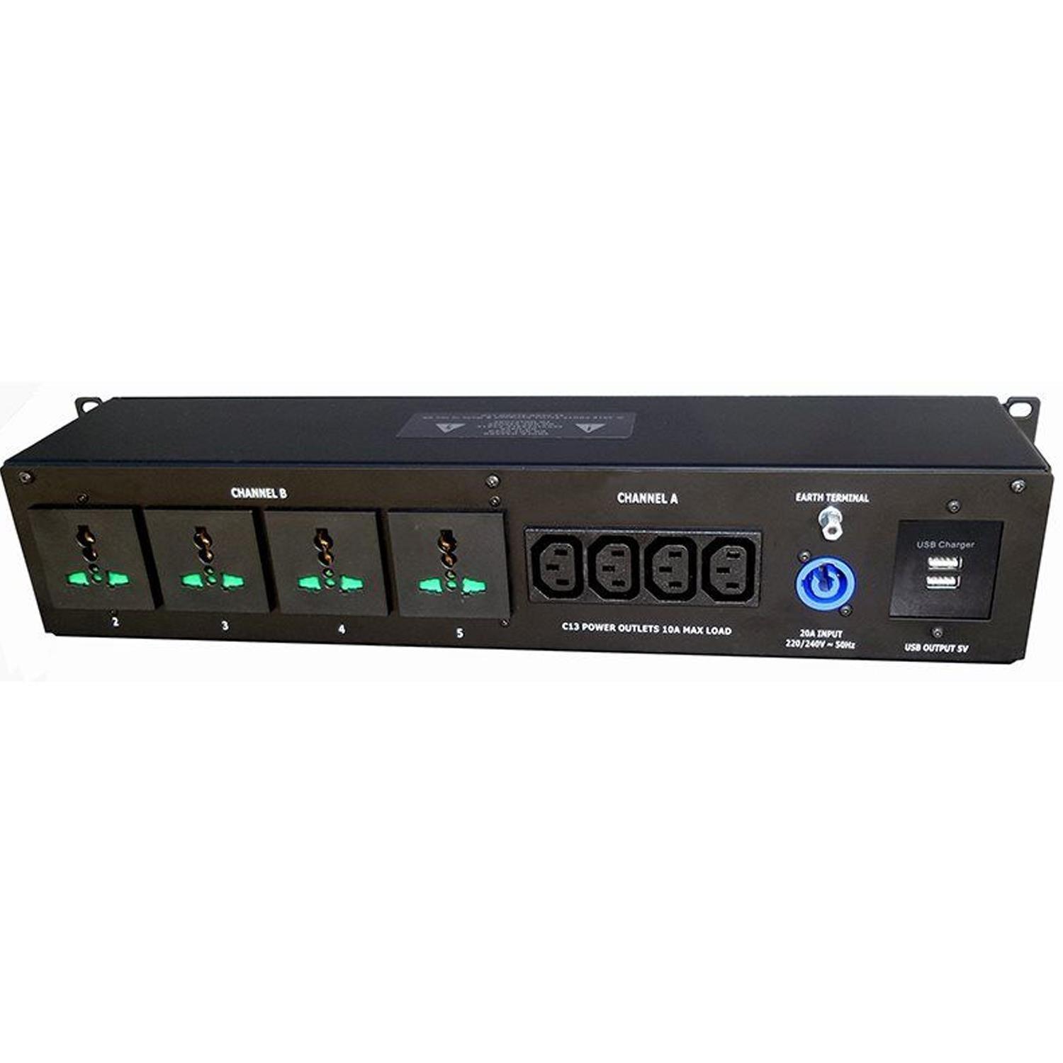 Penn Elcom PDU16-AV 2U 20 Amp Rack Mount PDU with Power Monitoring and Overload Protection - DY Pro Audio