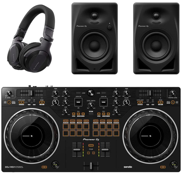 Pioneer DDJ - REV1 2 Channel DJ Controller with DM - 40D and HDJ - CUE1 Headphones