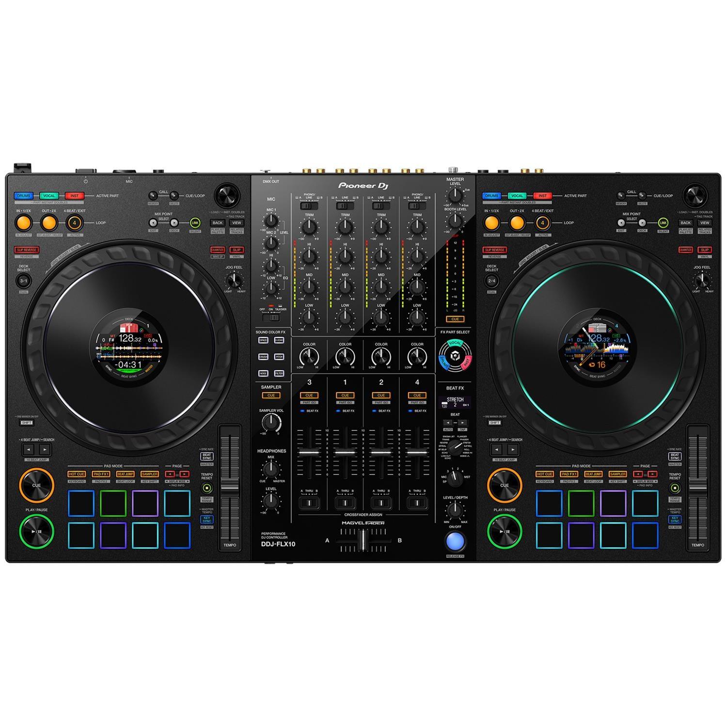 Pioneer DJ DDJ-FLX10, DM-40D, HDJ-CUE1 Bundle - DY Pro Audio