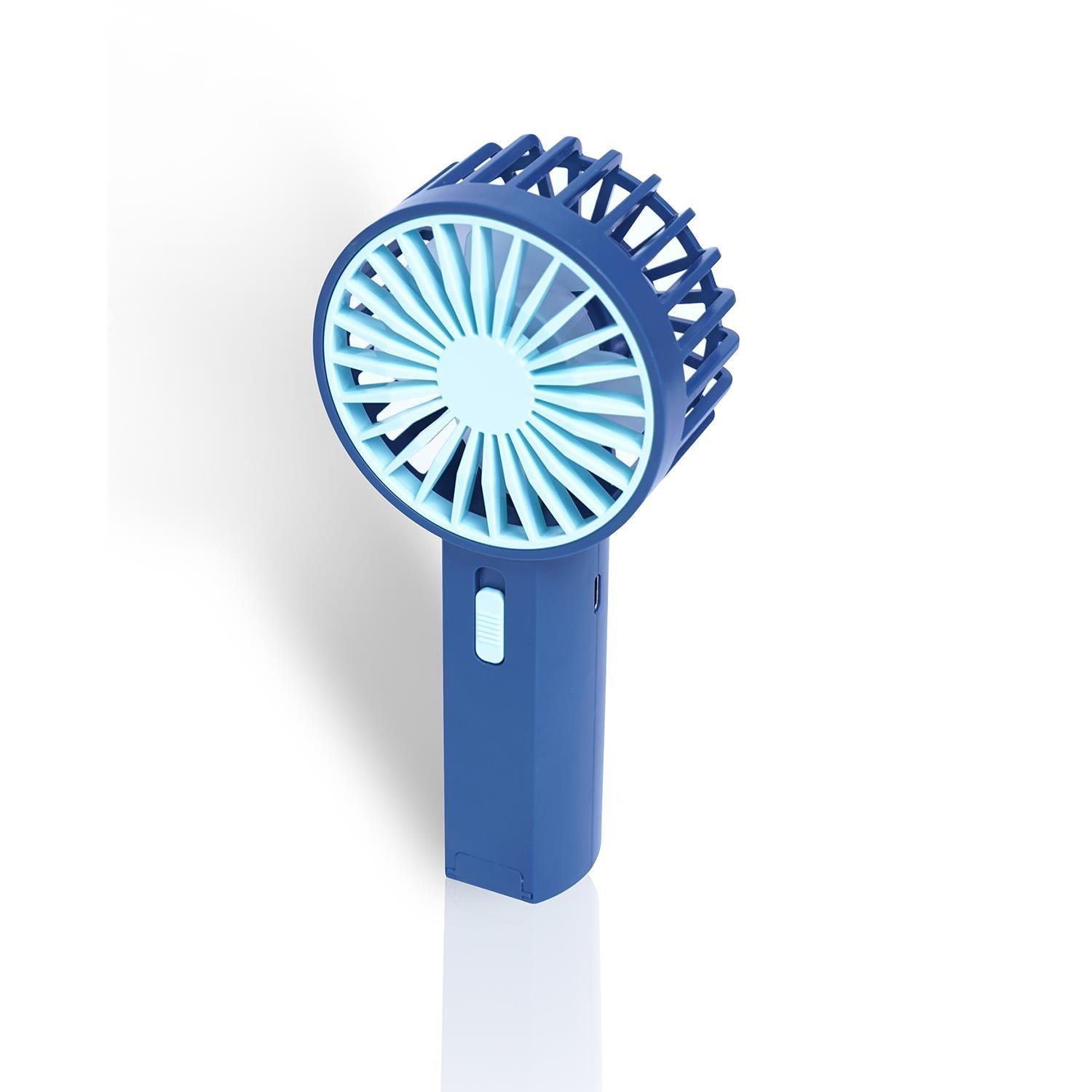 Prem-I-Air Blue Mini USB Battery Rechargeable Hand Held Fan With Strap - DY Pro Audio