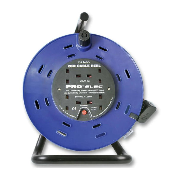 Pro Elec 20m 13a 4 Socket Extension Cable Reel