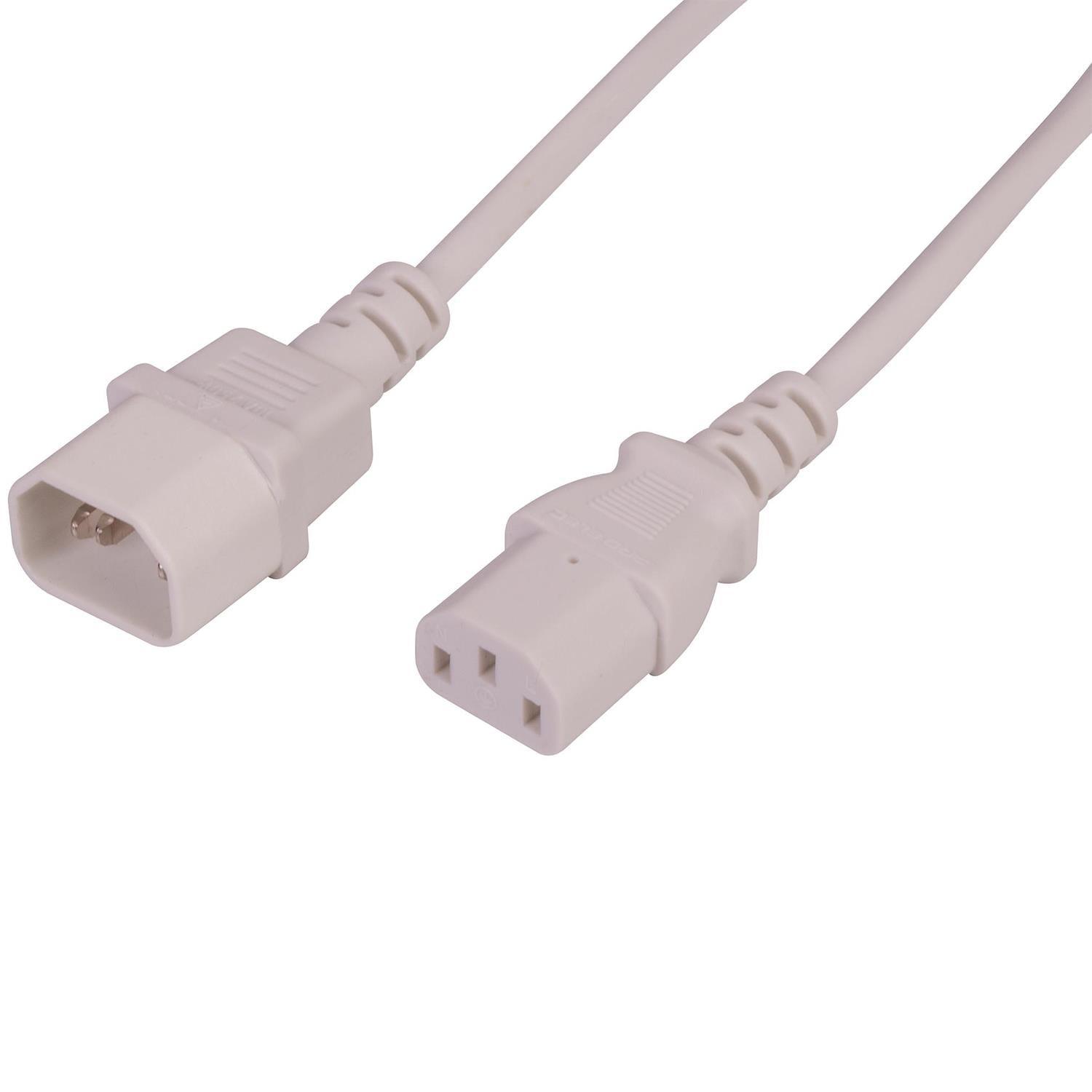 Pro Elec IEC 2m White C14 to IEC C13 IEC Extension Lead 10A - DY Pro Audio