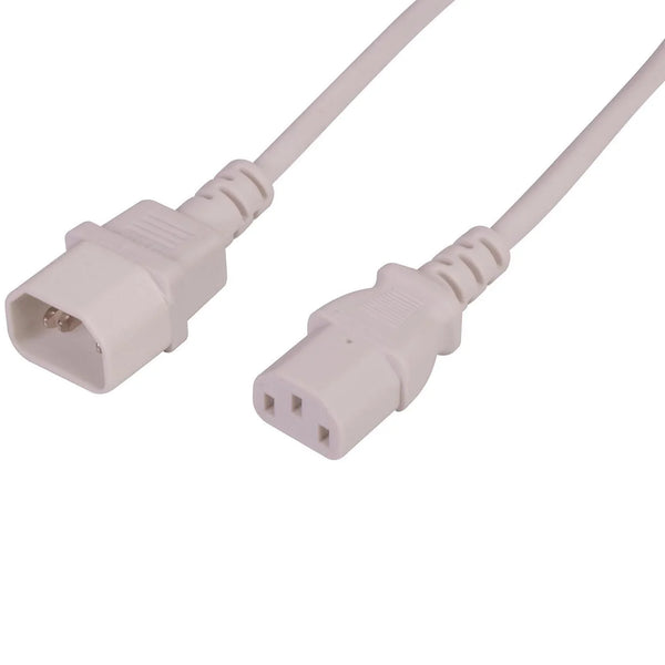 Pro Elec IEC 3m White C14 to IEC C13 IEC Extension Lead 10A