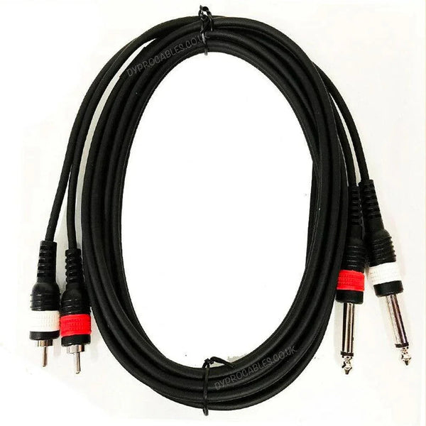 Pulse 2x 6.35mm 1/4 inch Mono Plugs to RCA Phono Plugs | 0.5m - DY Pro Audio