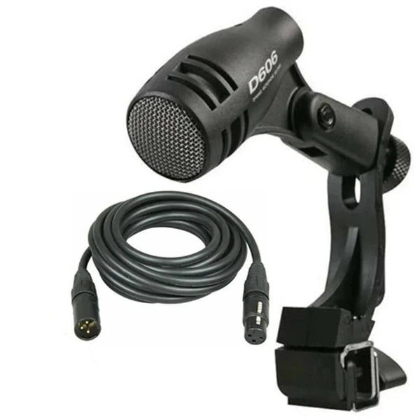 Pulse D-606 Clip On Drum Tom Snare Dynamic Cardioid Microphone + FREE 6M XLR