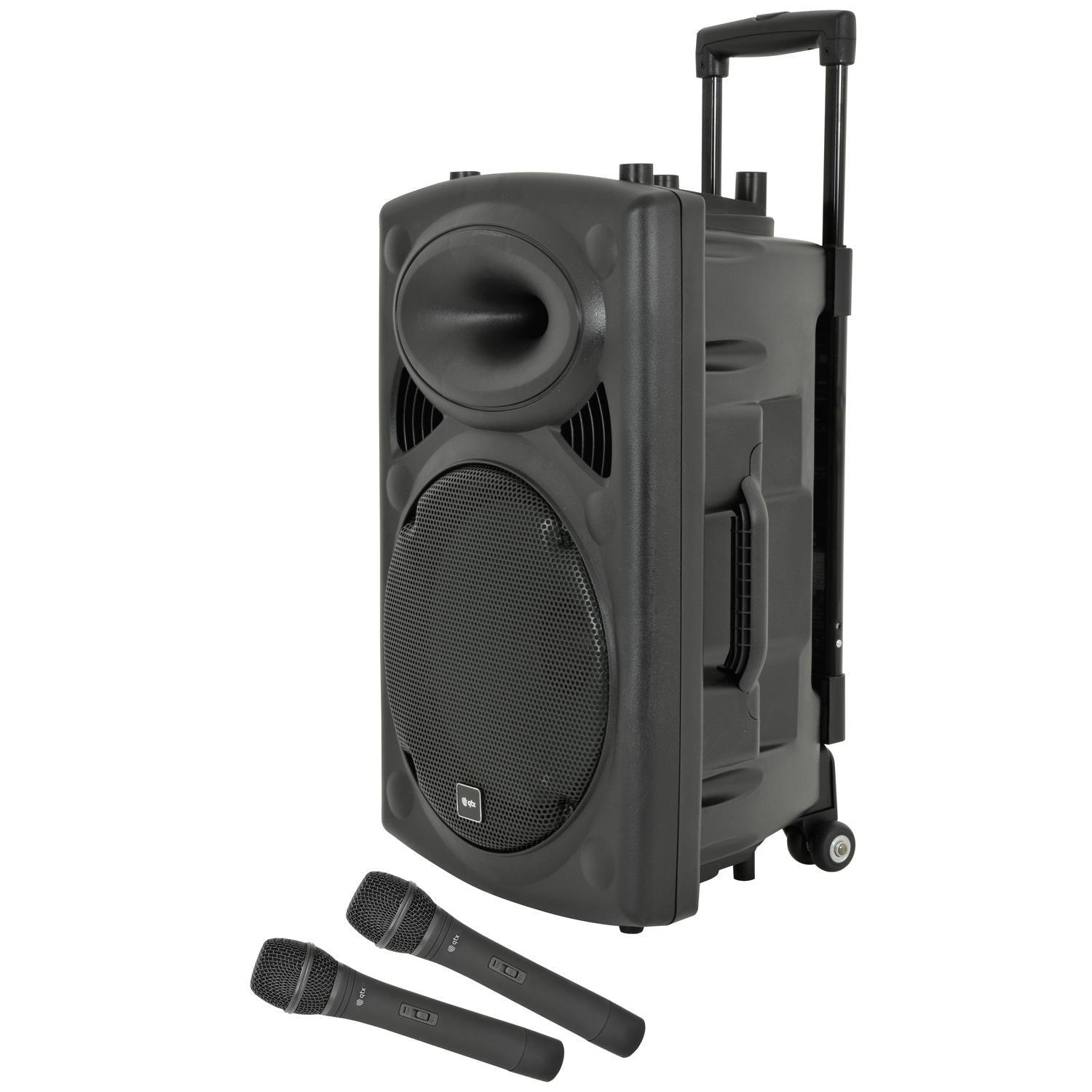 QTX QR12PABT 12" Portable PA Speaker with Bluetooth and Mics - DY Pro Audio