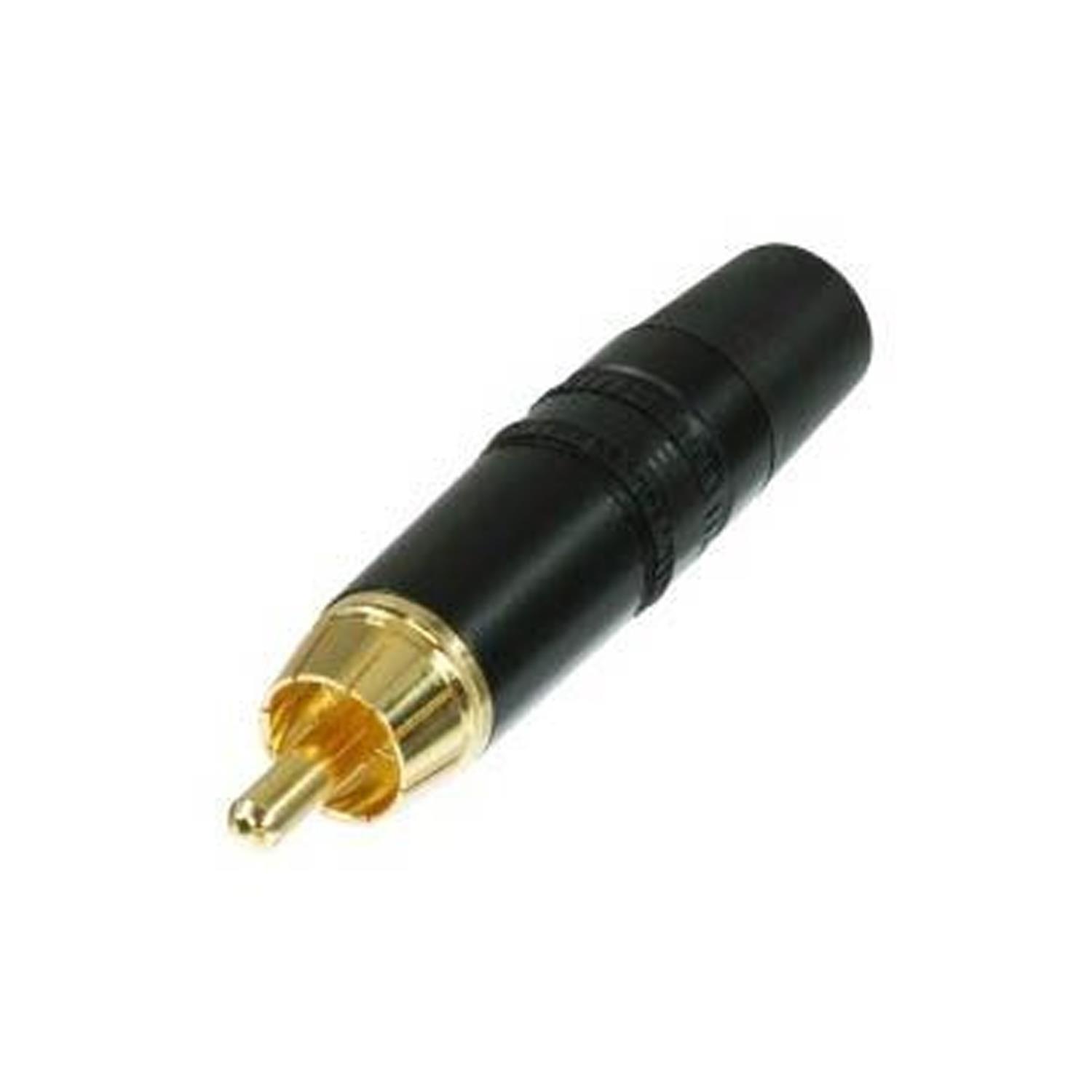 REAN NYS373-0 Phono RCA Plug Gold Plated Black Shell Ring - DY Pro Audio