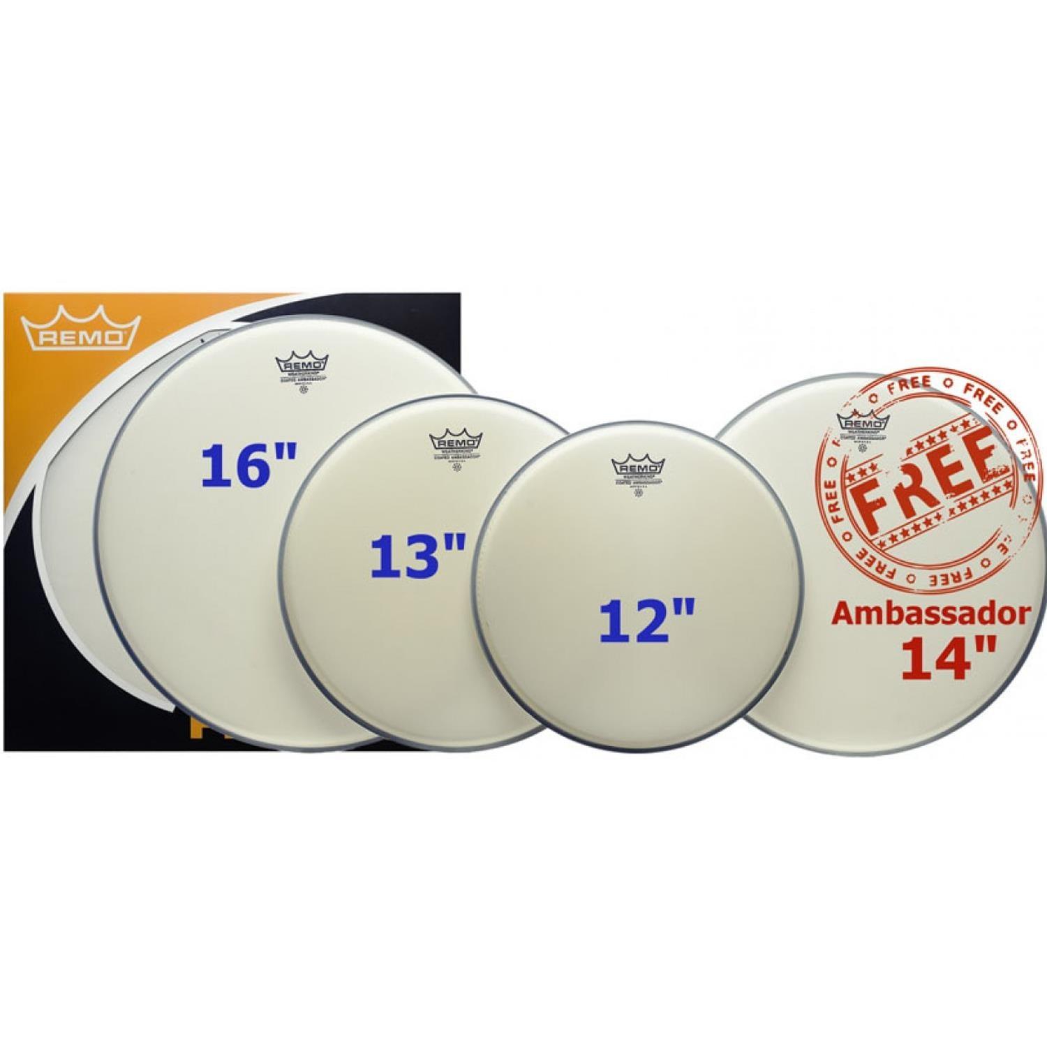 Remo PP-0112-BA Ambassador Coated Drum Head Rock Value ProPack - DY Pro Audio