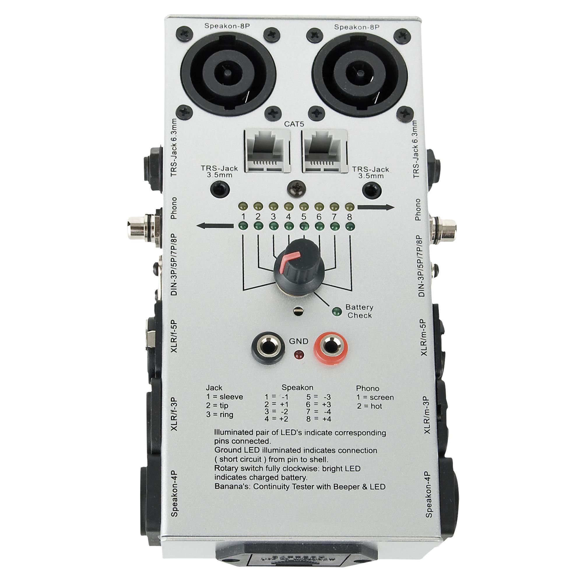 Showgear Cable Tester Pro for Audio Cables, Speakon, RJ45, RCA, XLR & MORE! - DY Pro Audio