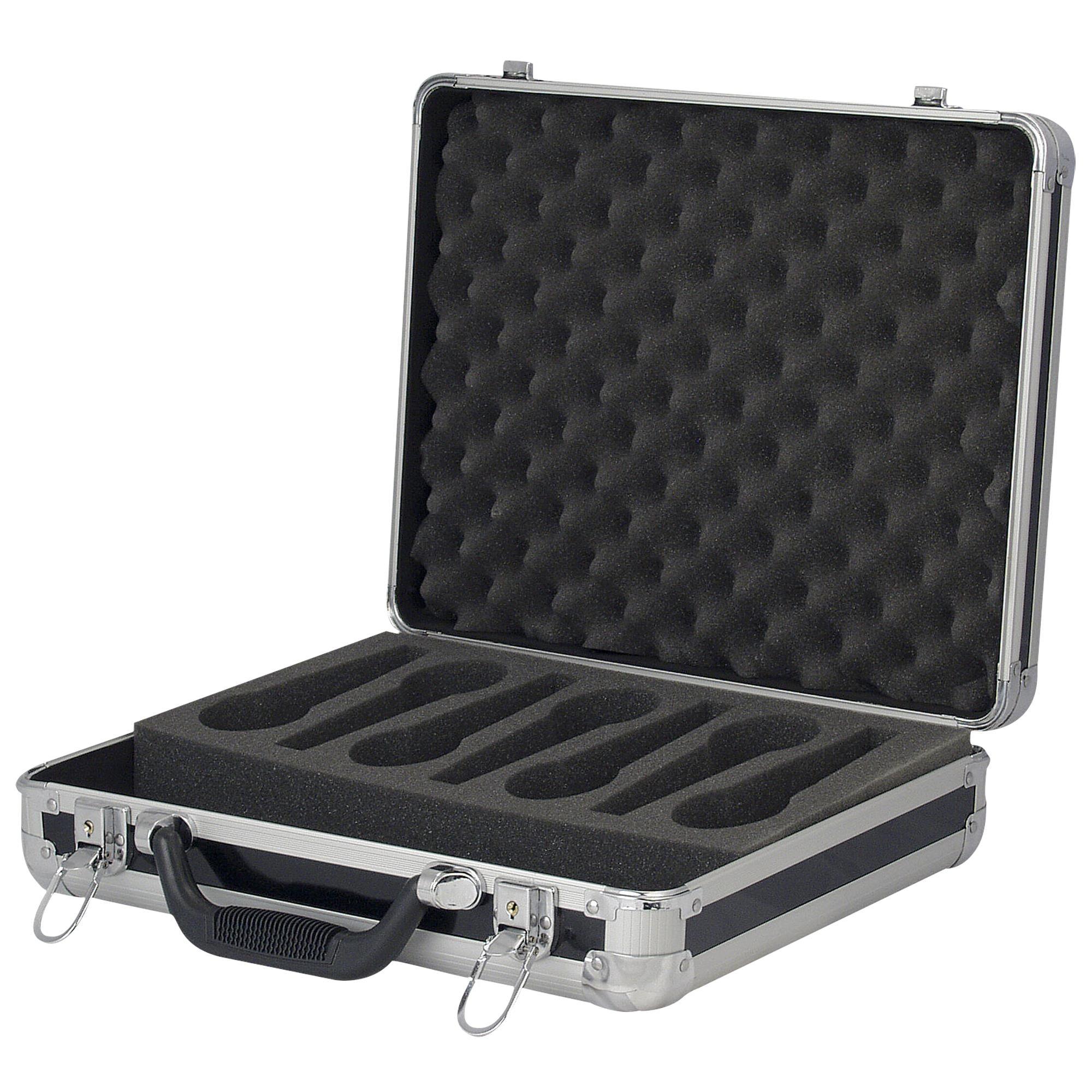 Showgear Flight Case for 7 Microphones With accessory compartment and preformed foam - DY Pro Audio