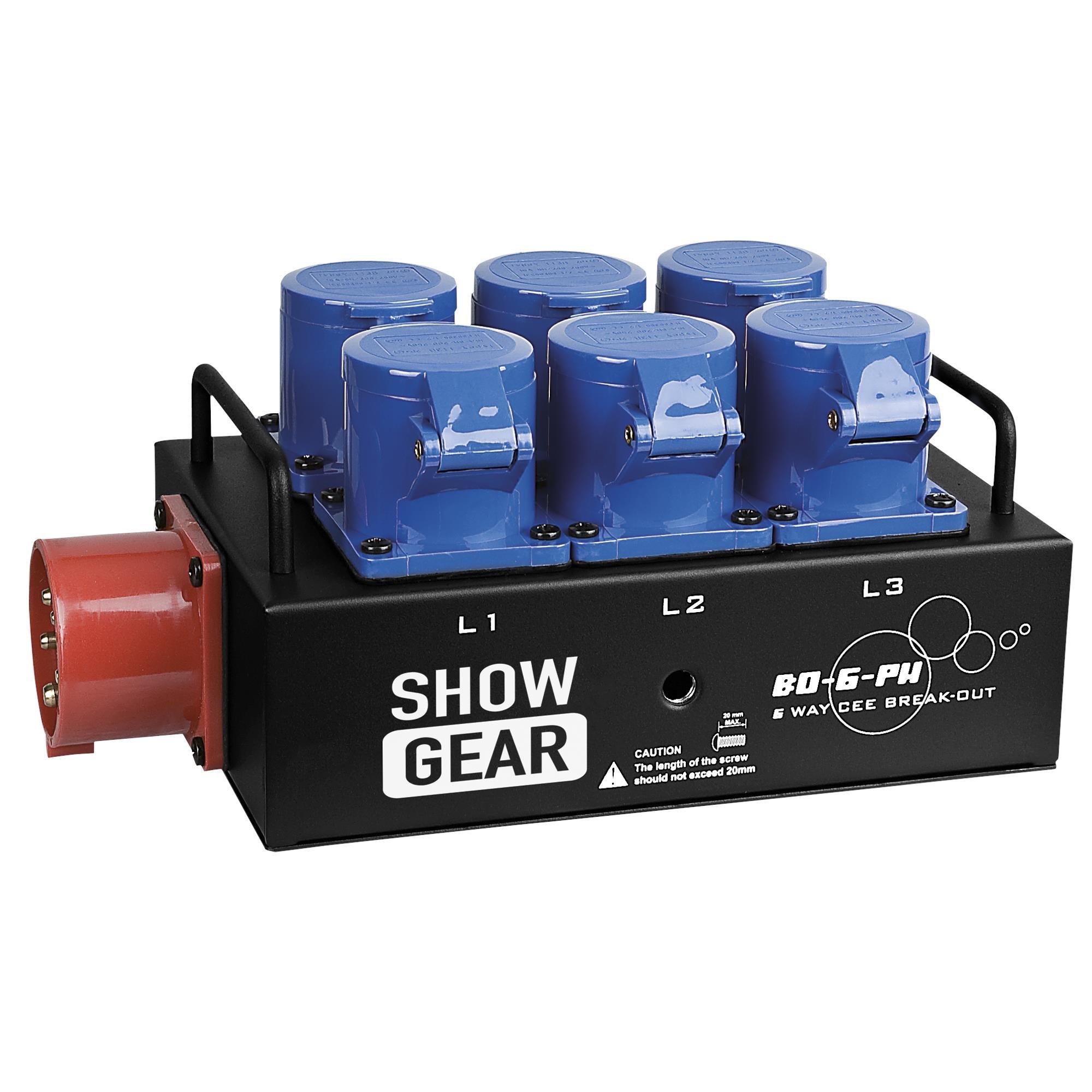 Showtec BO-6-PWC 3 Phase Power Splitter Distro Stage Marquee Theatre 1 to 6 16A - DY Pro Audio
