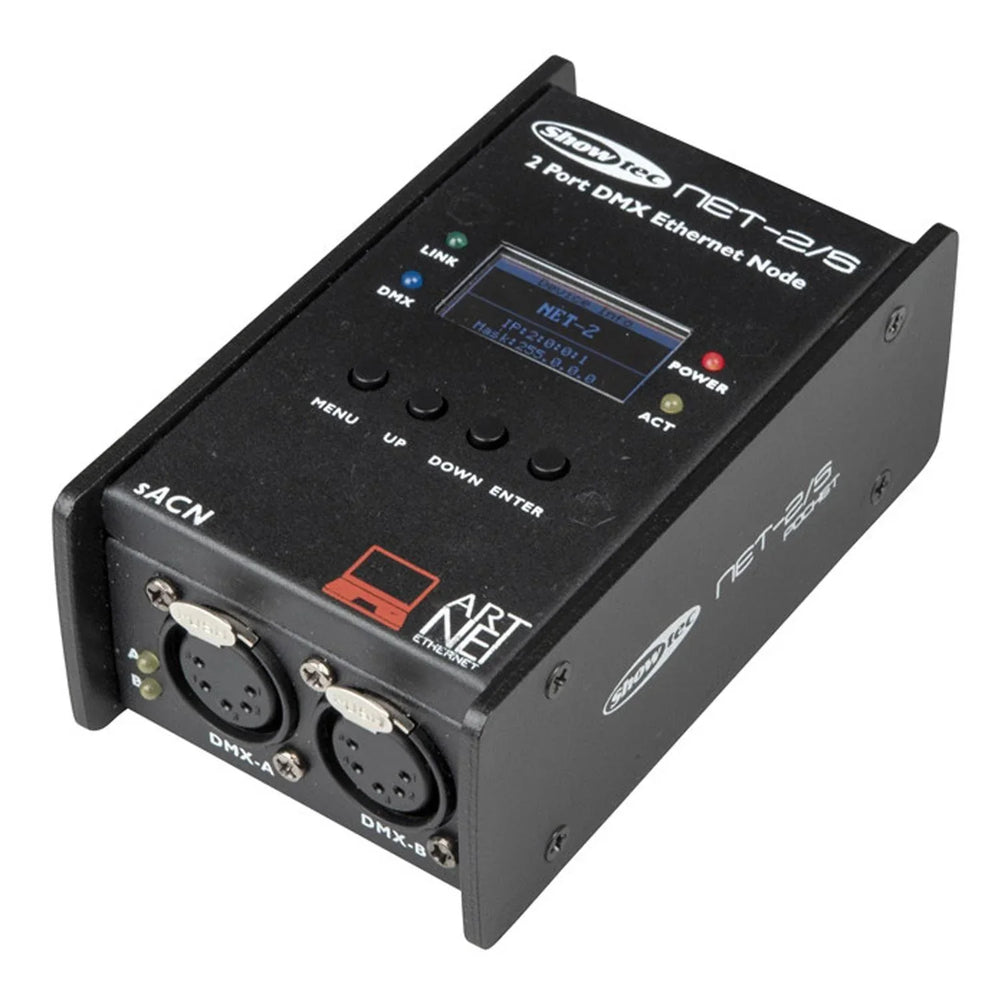 Showtec NET-2/5 Pocket Artnet Node 5 Pin XLR Network Routing DMX - DY Pro Audio