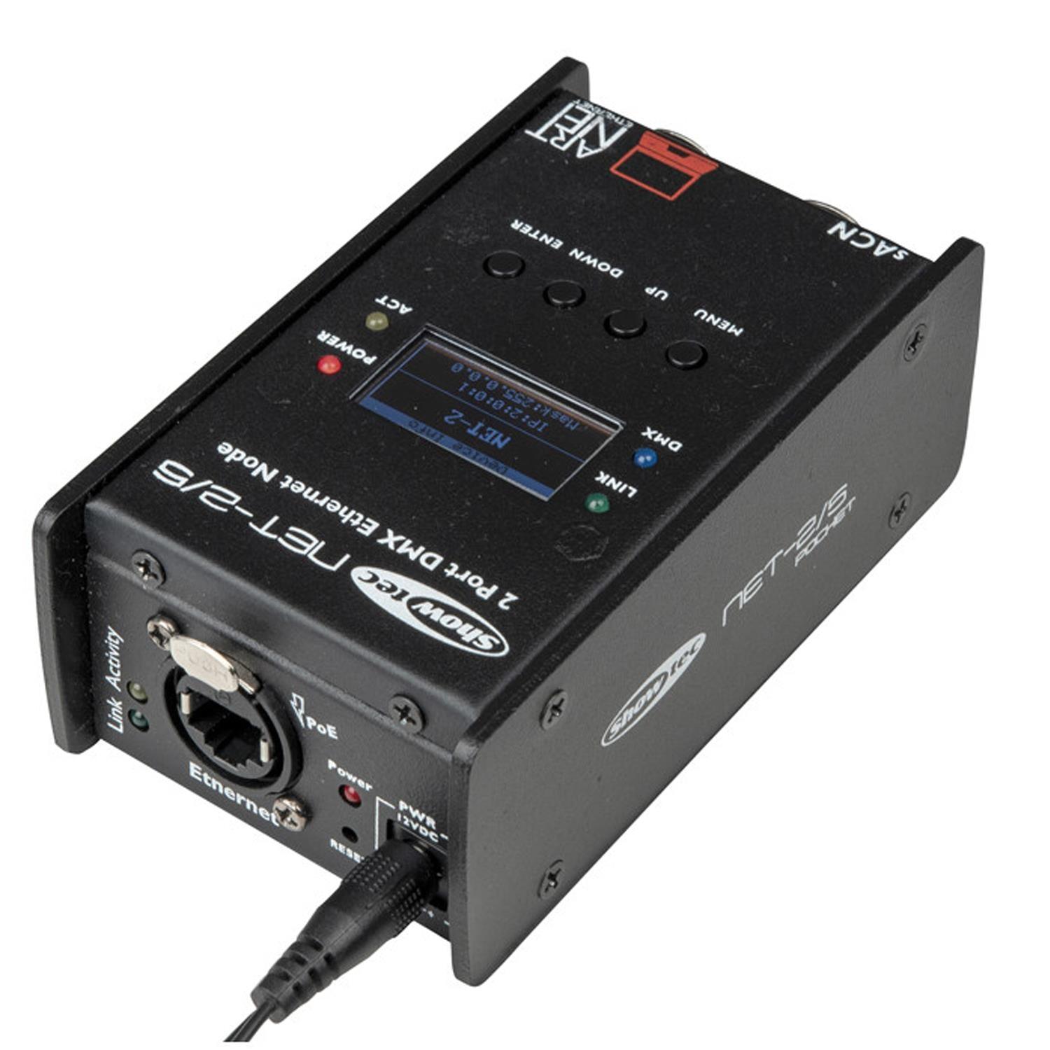 Showtec NET-2/5 Pocket Artnet Node 5 Pin XLR Network Routing DMX - DY Pro Audio