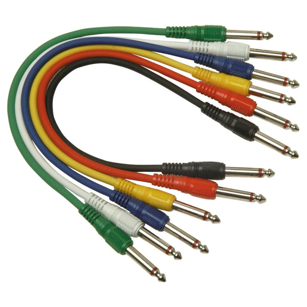 Soundlab 30cm Standard Coloured 6.35mm Jack Plug Patch Leads