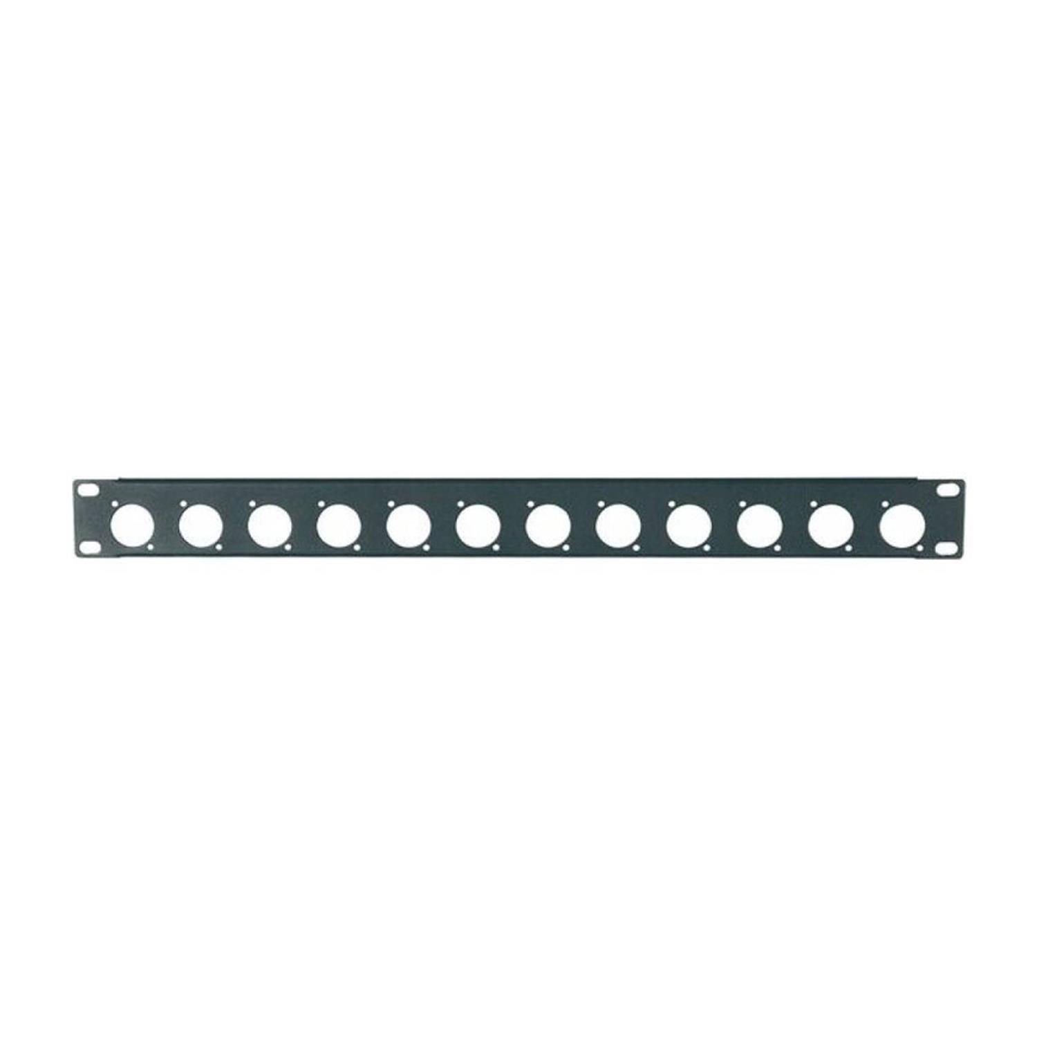 Stagecore 19" 1U 12 Hole Punched Connector Patch Panel for D Series Connectors - DY Pro Audio