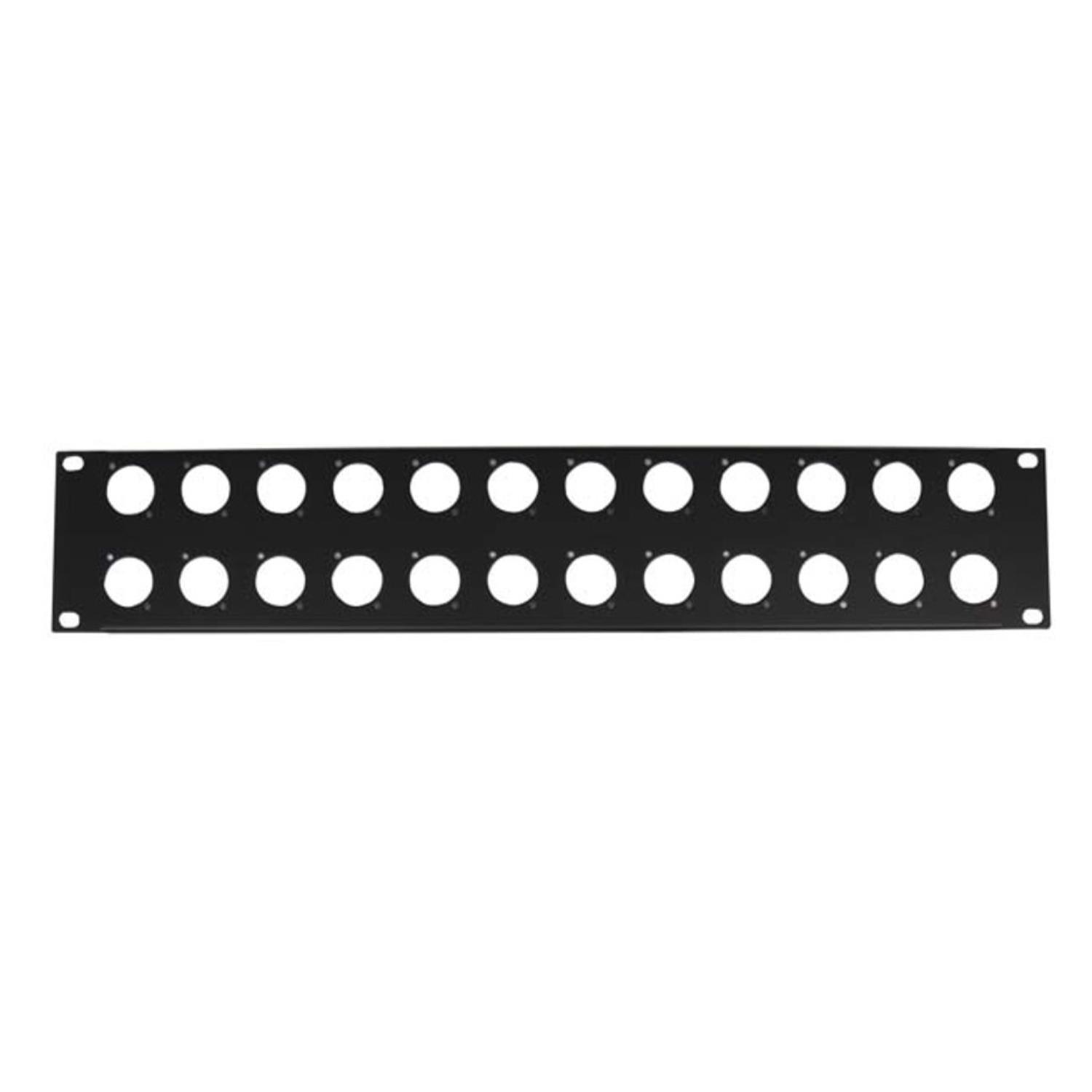 Stagecore 19" 2U 24 Hole Punched Connector Patch Panel for D Series Connectors - DY Pro Audio