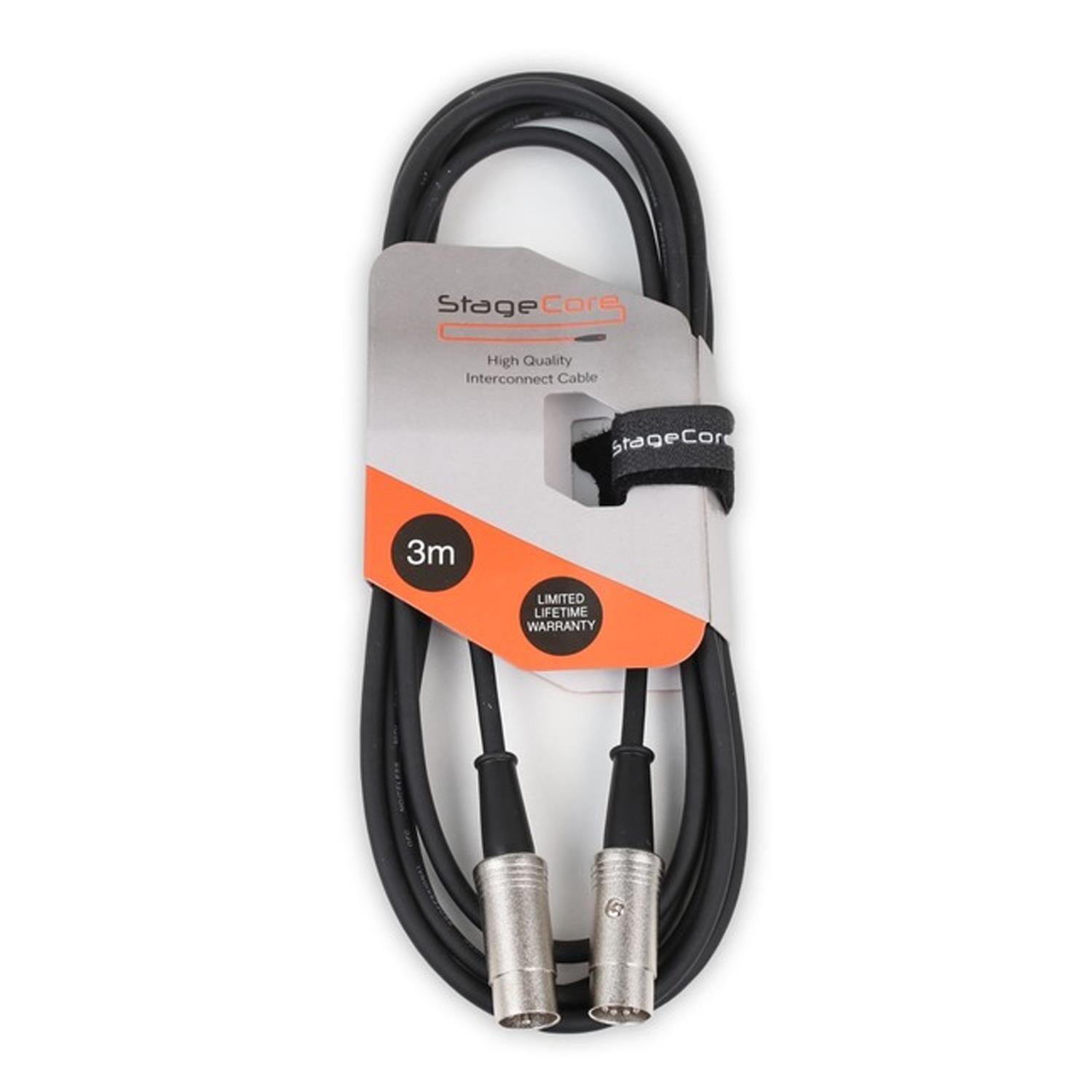 Stagecore 3m 5 Pin DIN to 5 Pin DIN Midi Cable - DY Pro Audio