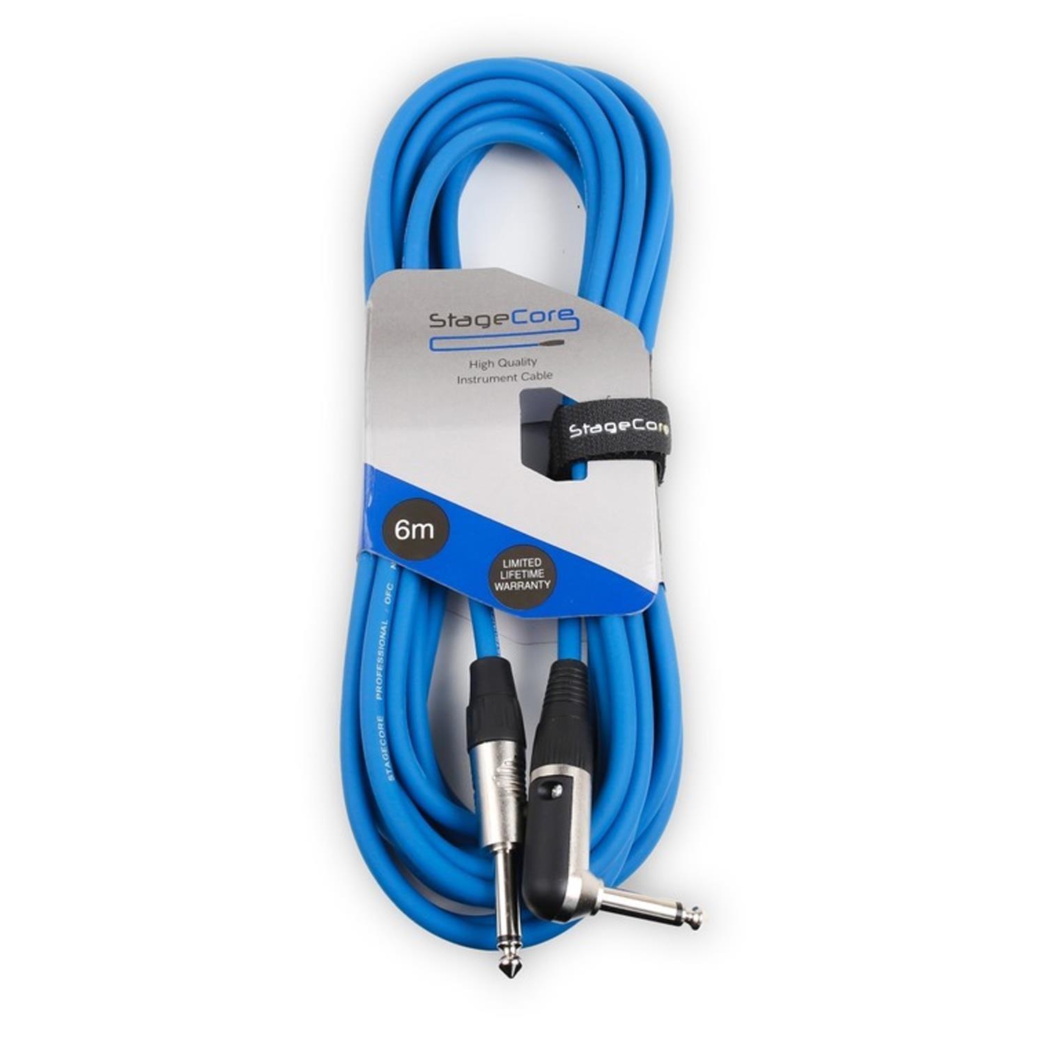 Stagecore CORE 140 6m Blue Straight to Right Angled Jack Lead - DY Pro Audio