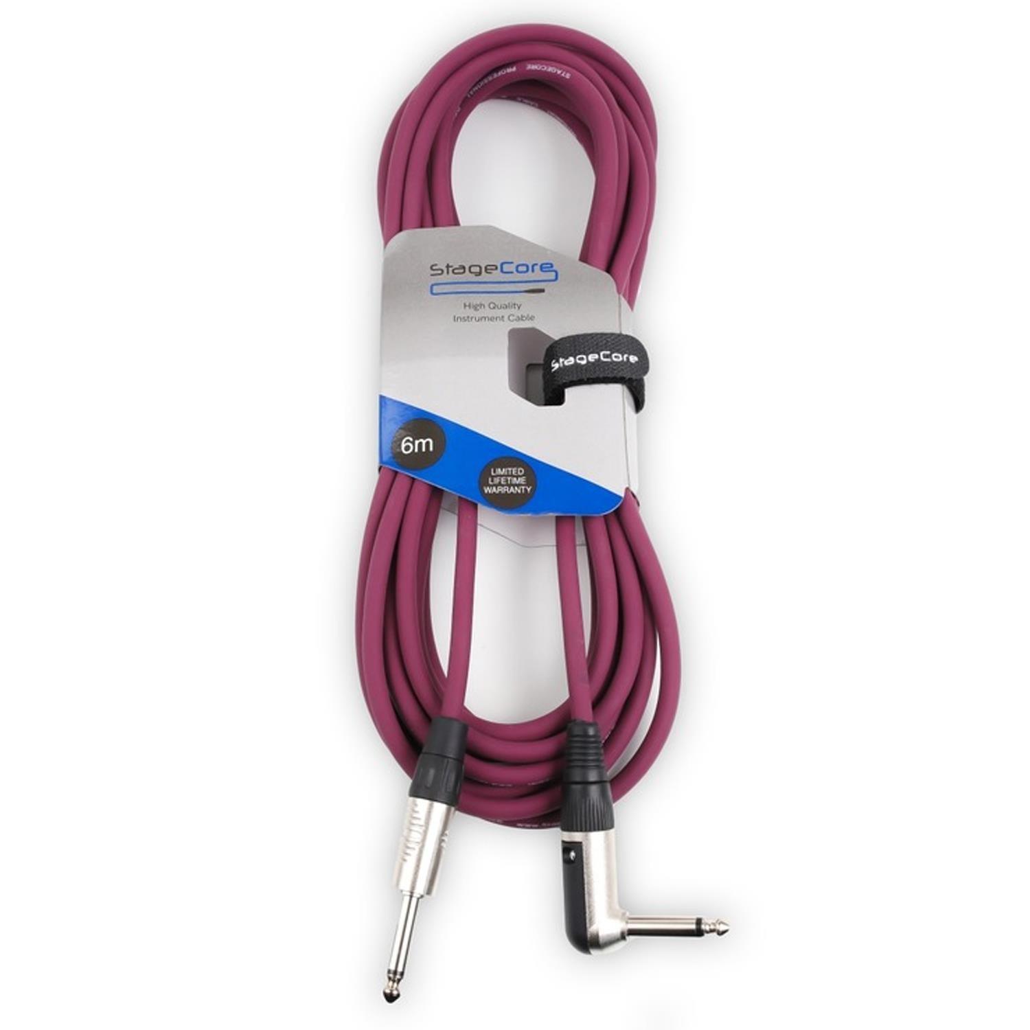 Stagecore CORE 140 6m Purple Straight to Right Angled Jack Lead - DY Pro Audio
