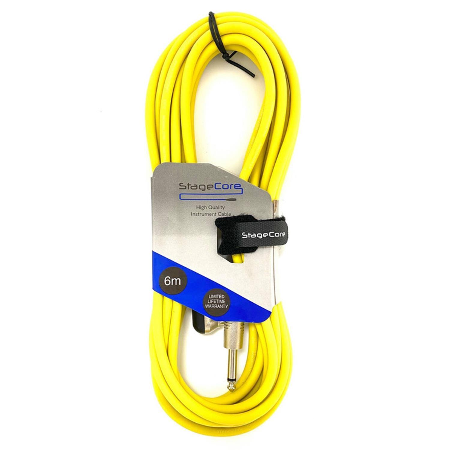 Stagecore CORE 140 6m Yellow Straight to Right Angled Jack Lead - DY Pro Audio