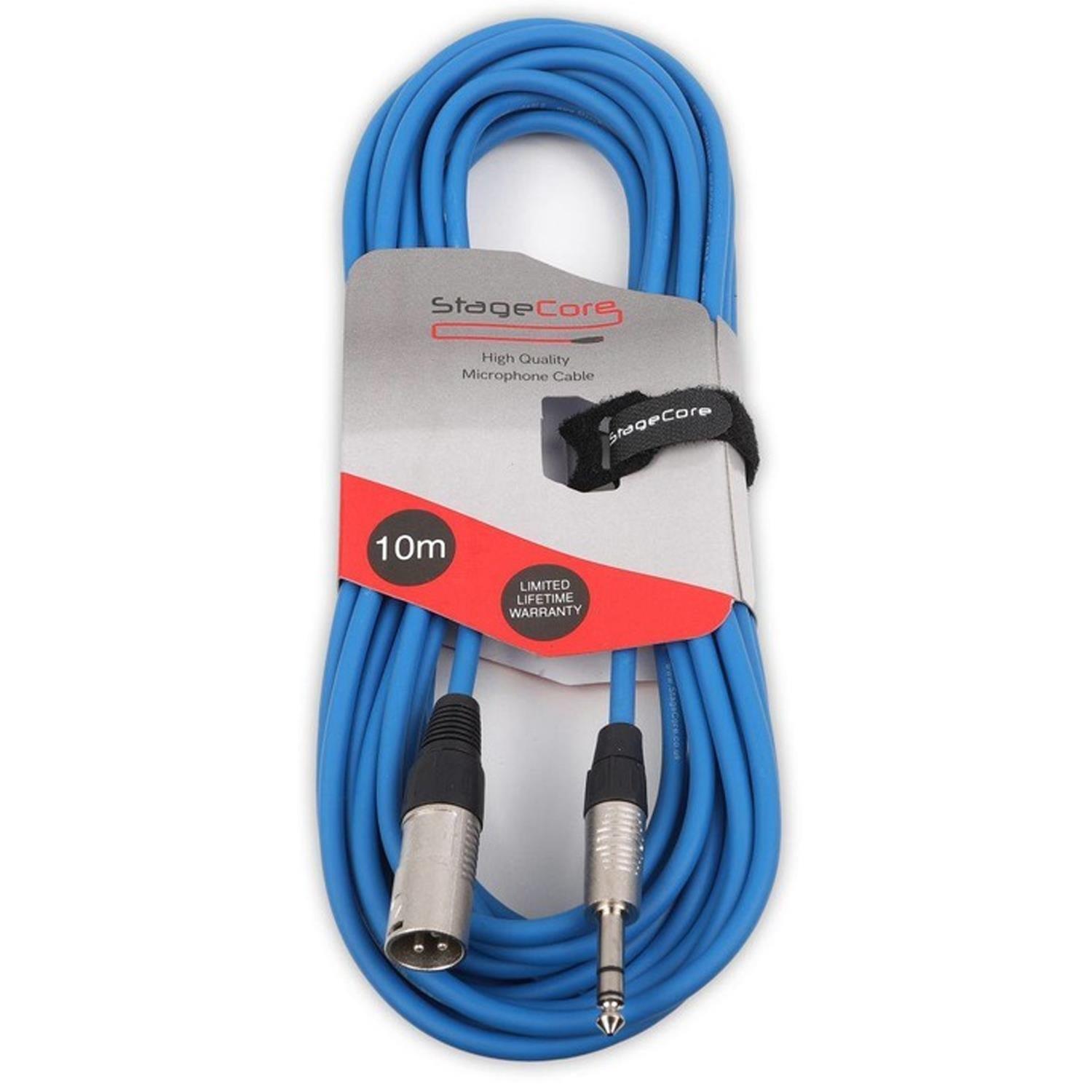 Stagecore CORE 163 10m Blue Male XLR to 6.35mm Stereo Jack Lead - DY Pro Audio