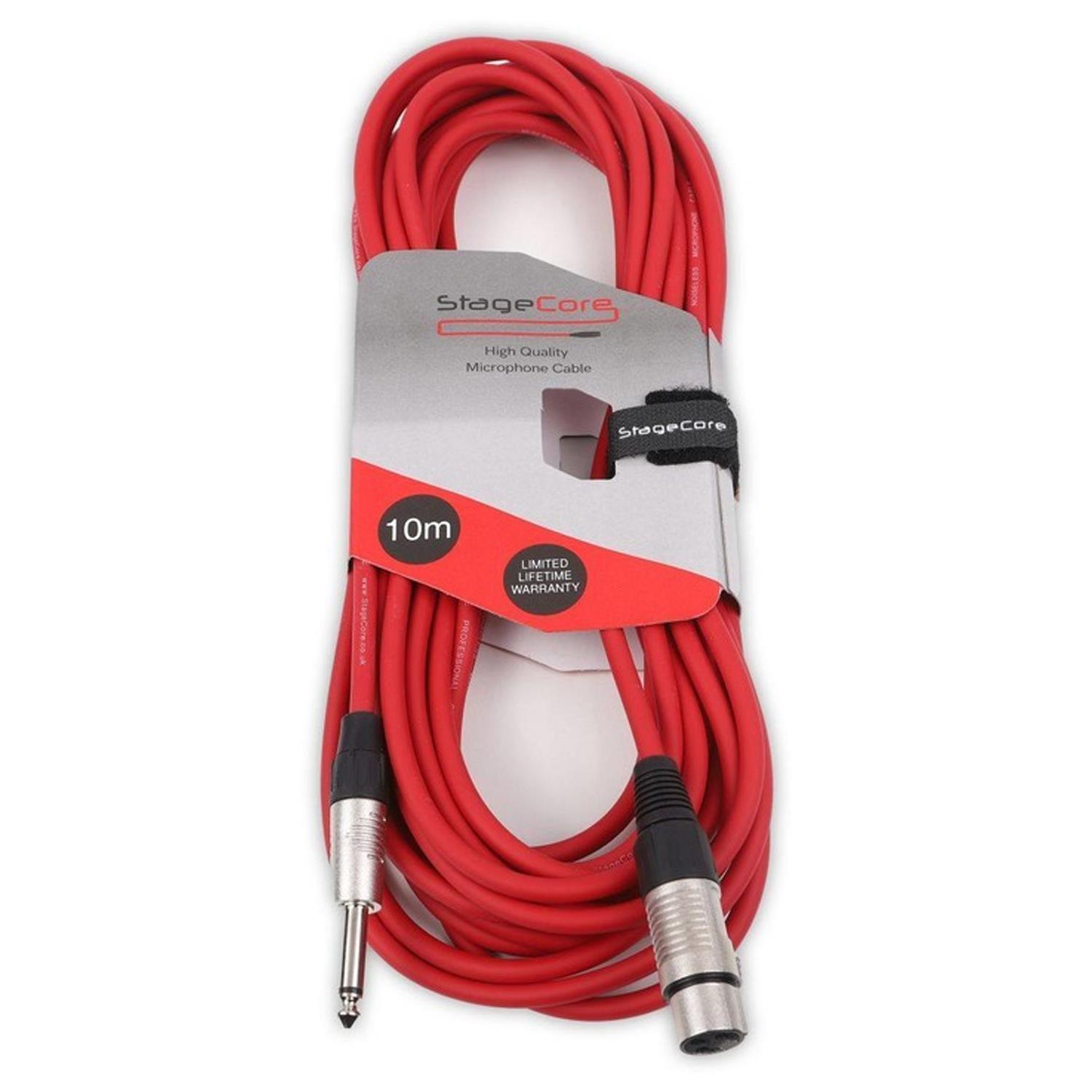 Stagecore CORE 300 10m Red Female XLR to 6.35mm Mono Jack Cable - DY Pro Audio