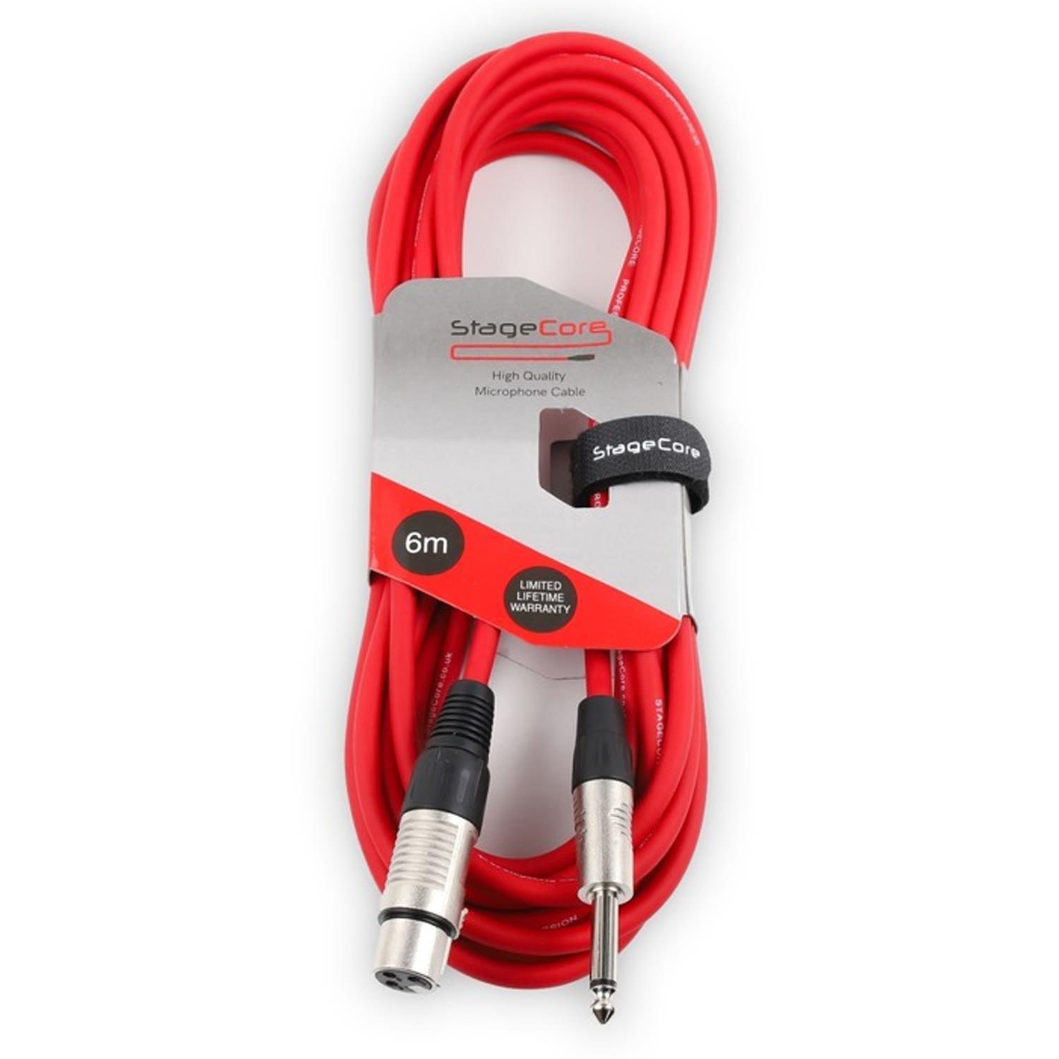Stagecore CORE 300 6m Red Female XLR to 6.35mm Mono Jack Cable - DY Pro Audio