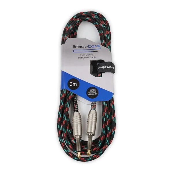 Stagecore 3m Black Braided Jack to Jack Lead