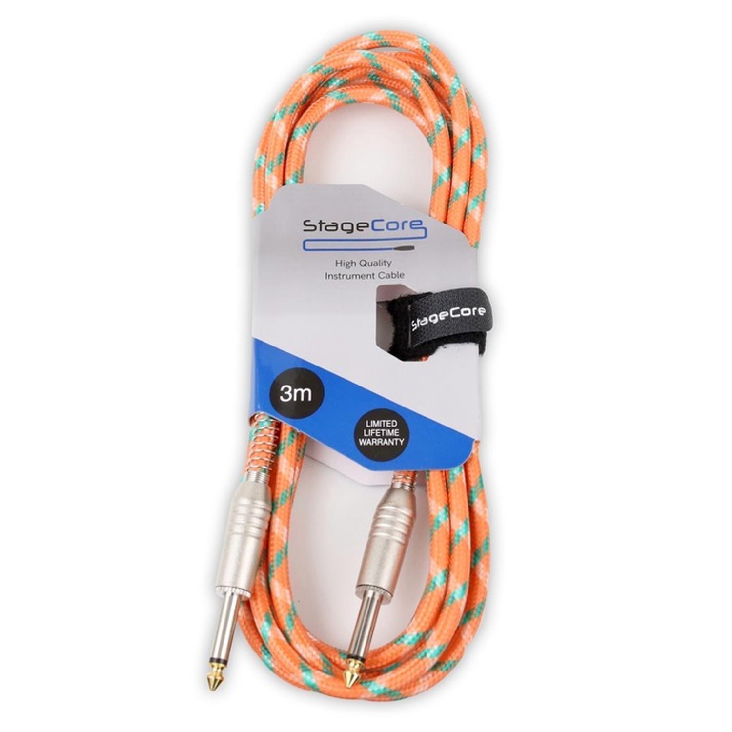 Stagecore Core120 3m Orange Braided Jack to Jack Lead - DY Pro Audio