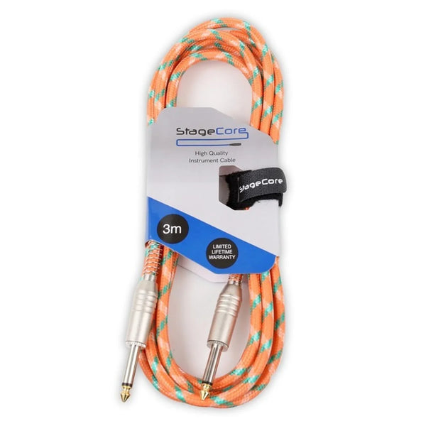 Stagecore 3m Orange Braided Jack to Jack Lead
